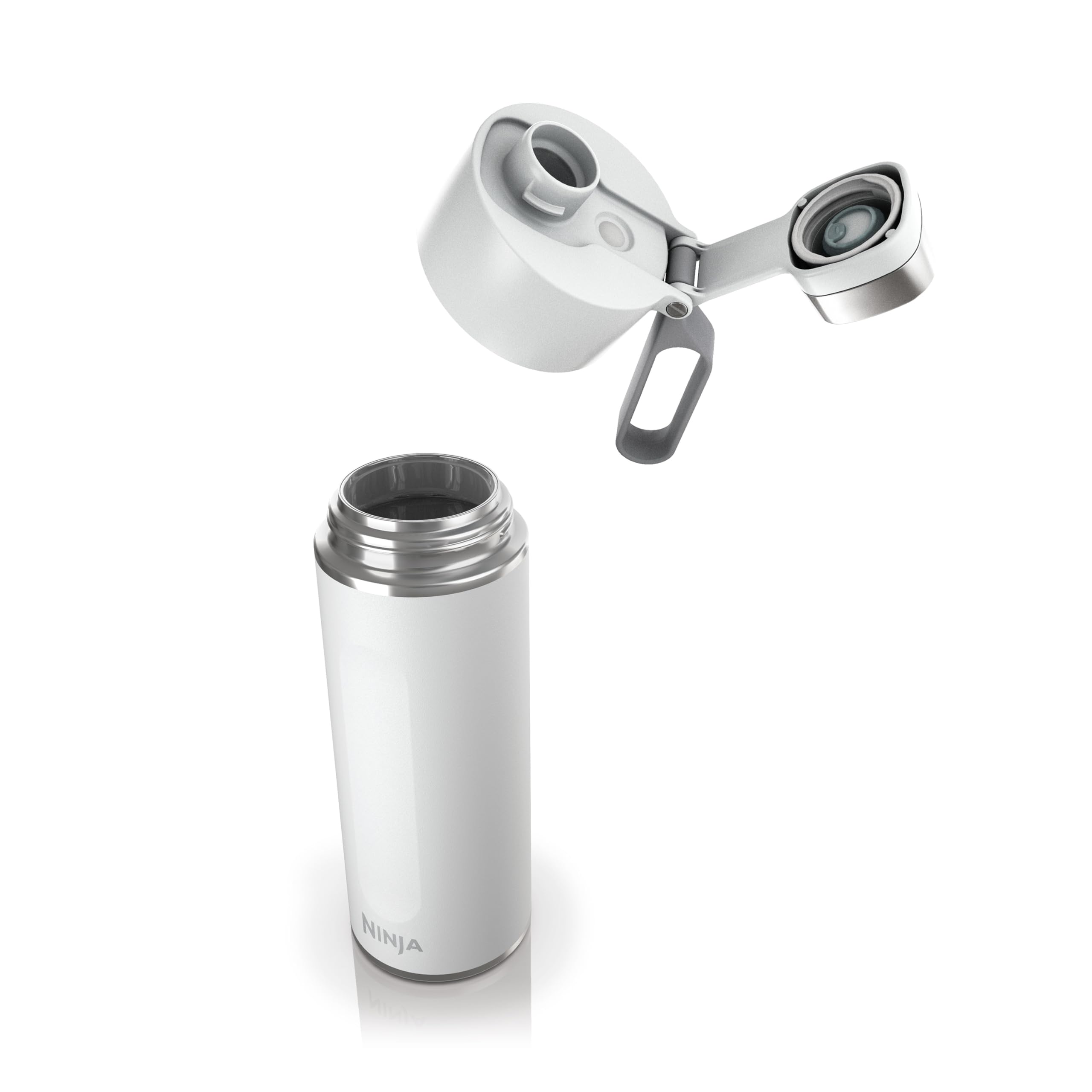 Ninja Thirsti Water Bottle and Flask 700 ML With Leak-Proof Lid, Designed For Carbonated, Hot & Cold Drinks, Ideal For Travel & Sports, Triple Insulated, Stainless Steel Bottle, White, DW2401EUUKWH