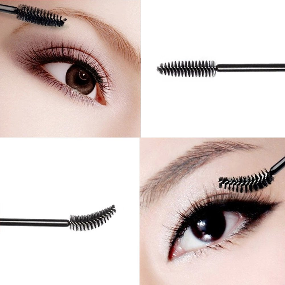 G2PLUS 100PCS Disposable Eyelash Brushes, Adjustable Mascara Wands Makeup Applicator Kits, Eyelash Spoolies Brushes for Eyelash Extensions and Eyebrows (Black)