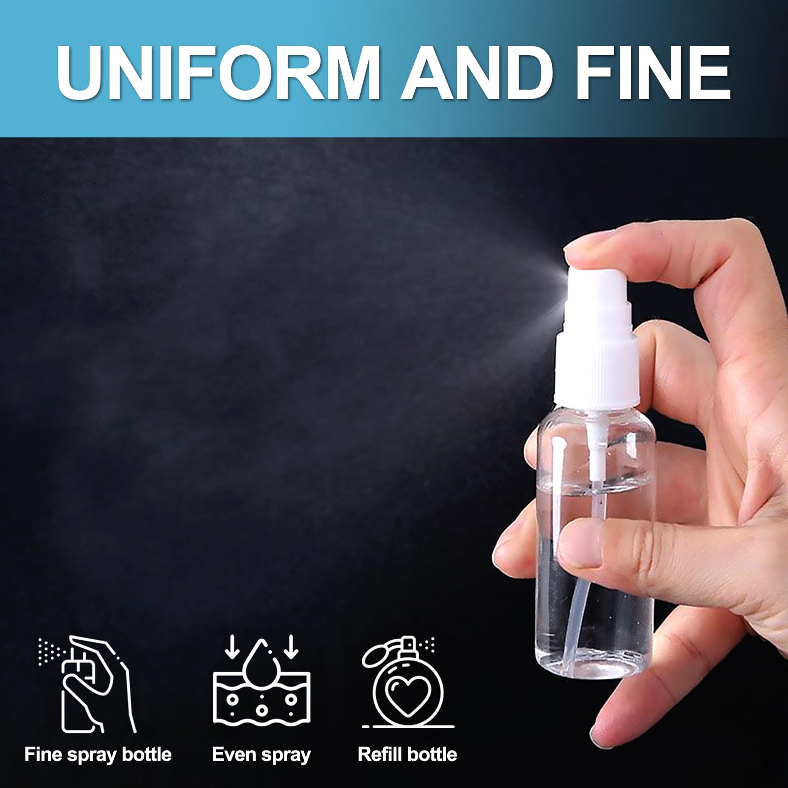 Redamancy 4 Pieces 20 ml Empty Spray Bottle, Small Spray, Spray Bottle, Transparent Plastic Spray Bottle, Portable Refillable Bottle for Liquid Travel Cosmetic, B20HSPWP