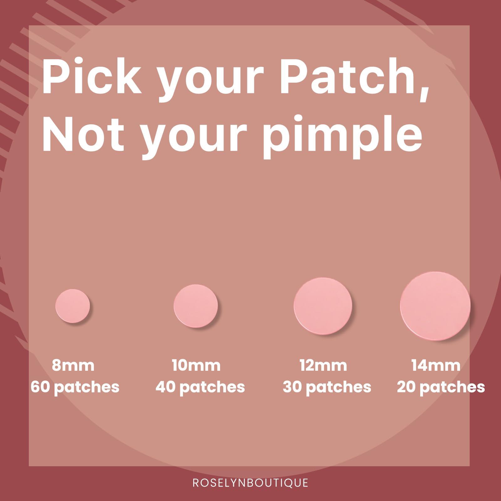 ROSELYNBOUTIQUE Pimple Patches for Face - Hydrocolloid Acne Patches For Zits Blemishes Pore Strips - Vegan Cruelty-Free Skincare Products Skin-Friendly (150 Dots)