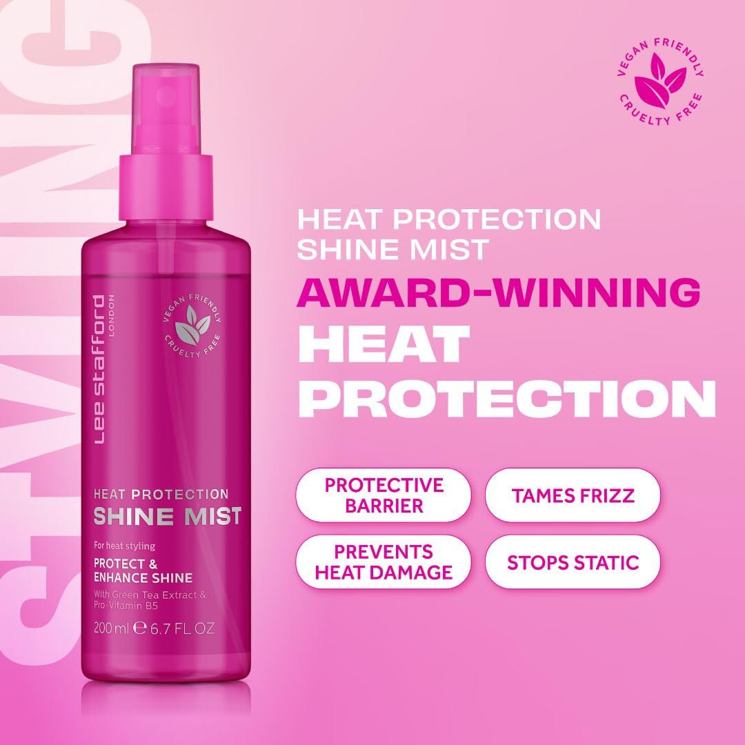 Lee Stafford Heat Protectant Hair Spray | Styling Collection - Best Thermal Defense Shine Mist for Daily Use, Frizz Control with Protection, Flat Iron & Blow Dry Safe, Hydrating, 6.7 Fl Oz