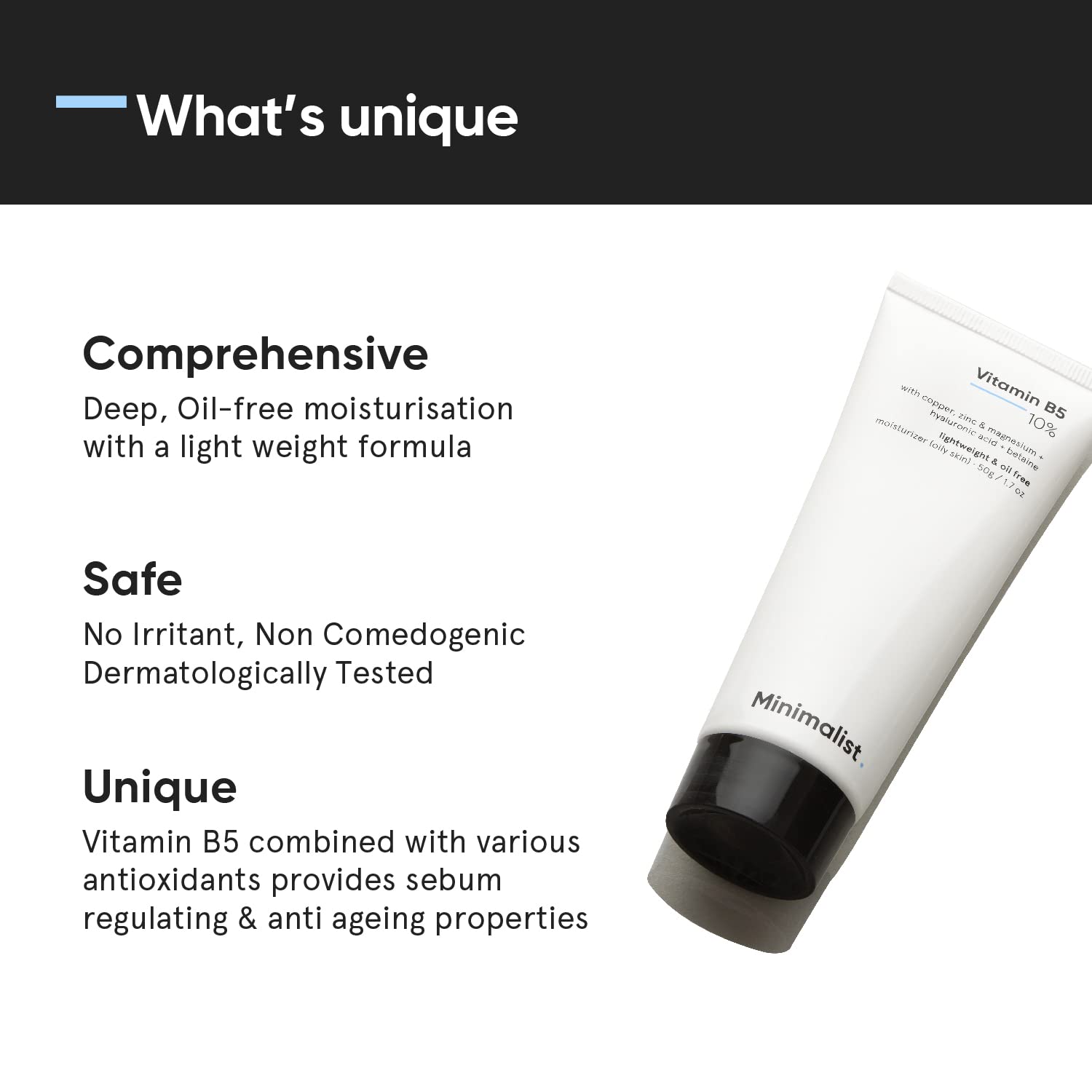 Minimalist 10% Vitamin B5 Face Moisturizer for Oily & Acne Prone Skin | Oil Free Fast Absorbing Lightweight Gel | For Women & Men | 1.7 Oz / 50 gm