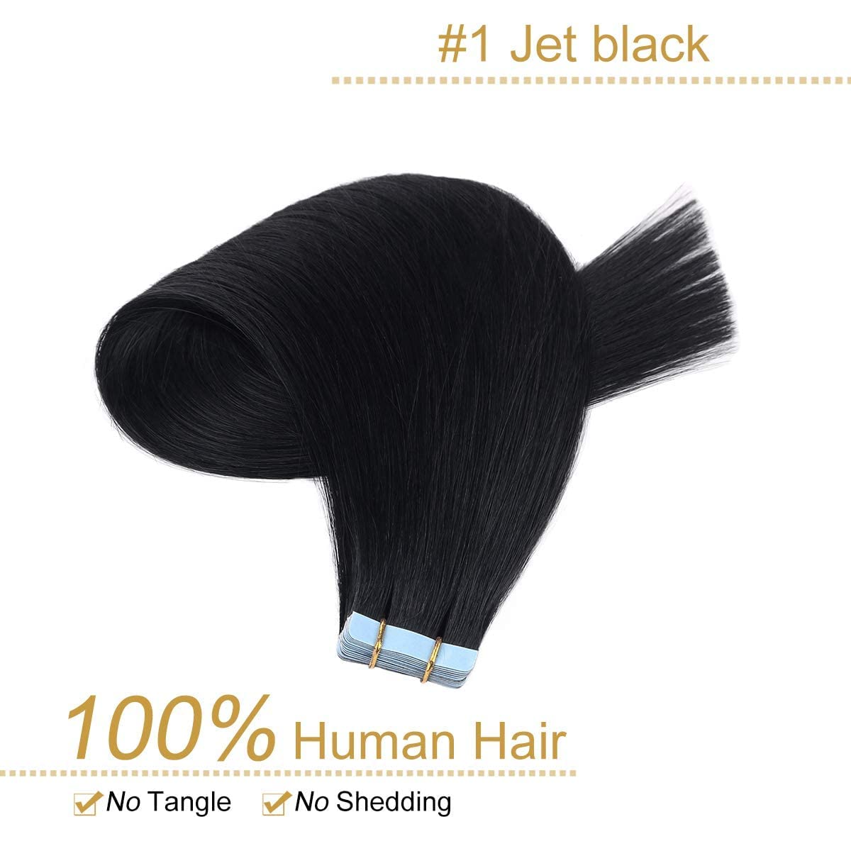 YILITE Tape in Hair Extensions Human Hair #1 Jet Black 16 inch 20pcs 40g/pack Invisible Straight Seamless Skin Weft Remy Hair Extensions Tape in Human Hair(16 inch #1 Jet Black)