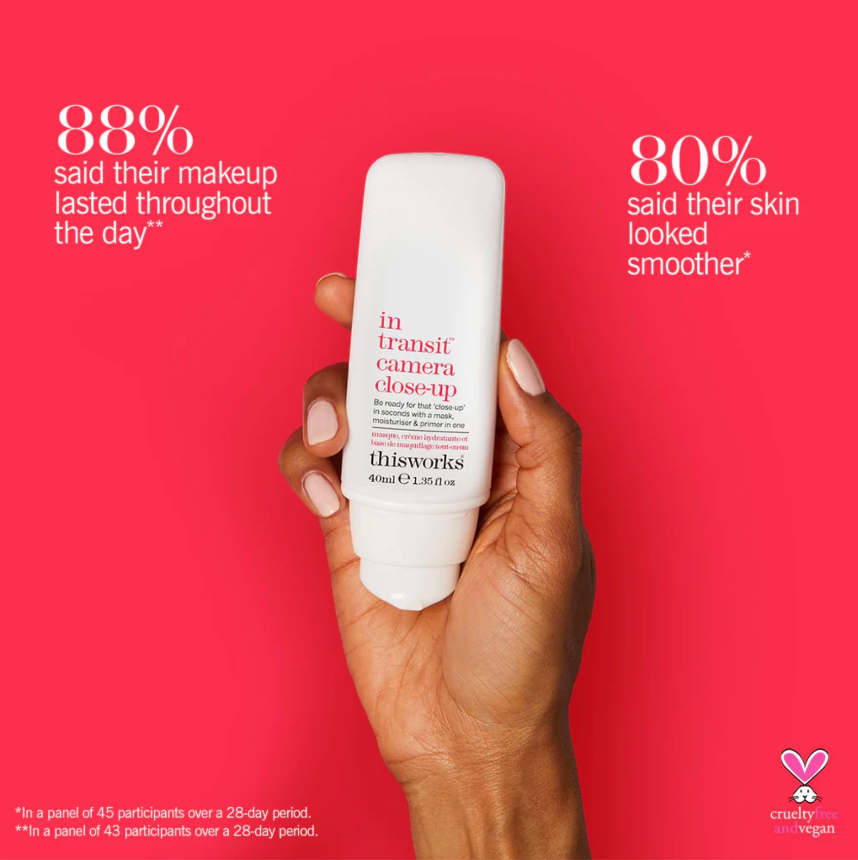 This Works In Transit Camera Close-Up, 40 ml - Hydrating Primer for a Long-Lasting and Flawless Finish to Make Up - 3 in 1 Face Moisturiser, Mask and Primer with Vitamin C and Hyaluronic Acid