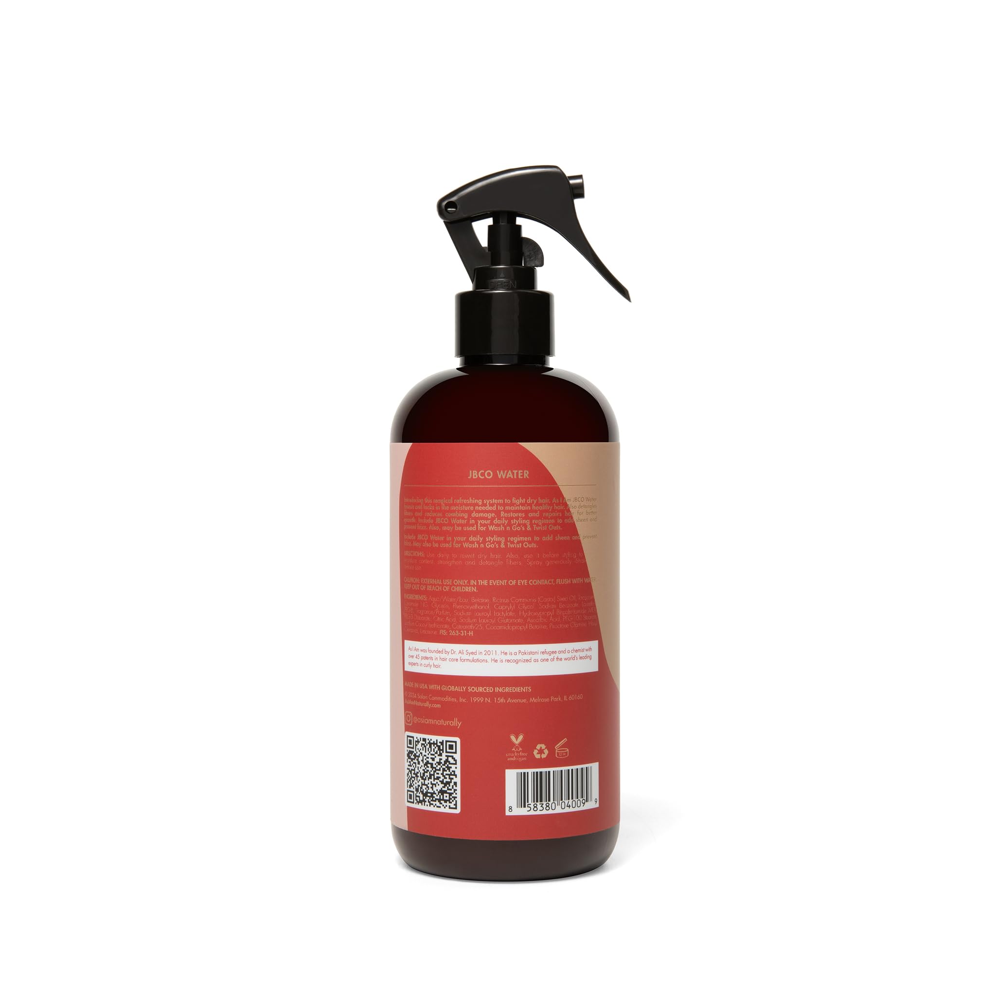 As I Am JBCO Water 16 oz - Nano Curl Strengthener - Moisturizes and Detangles - Anti-Frizz - Increases Fiber Strength - Enriched with Jamaican Black Castor Oil, Vitamin C, and Vitamin E, Red