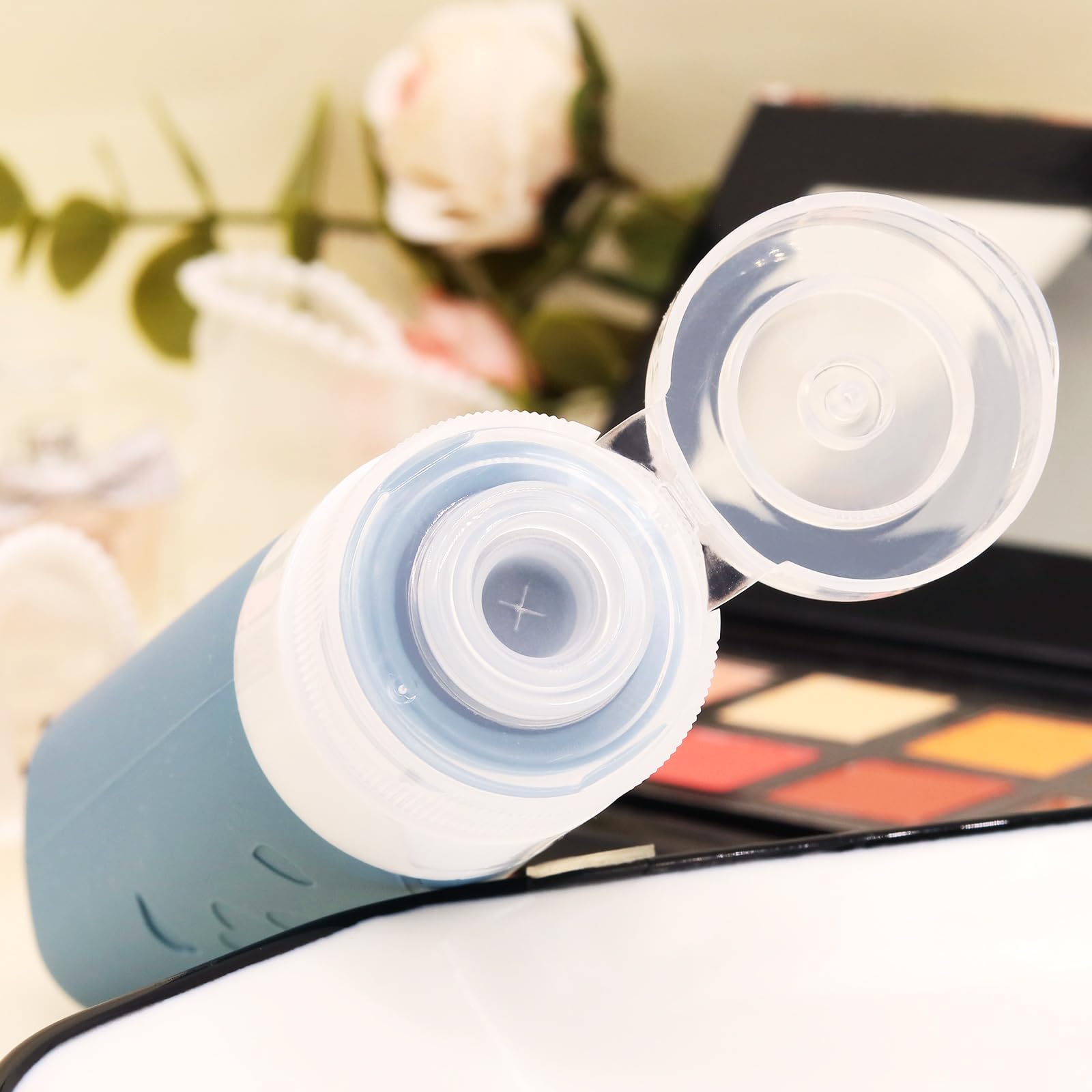 SAHMVER 12 Pcs Travel Bottles for Toiletries, Travel Size Containers with Cream Jars, Airplane Travel Essentials Leak Proof Silicone Squeezable Travel Accessories for Shampoo Conditioner Lotion Cream