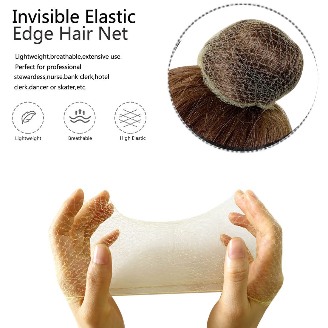 20 Pcs Hair Nets for Women Bun,Invisible Hair Nets Elastic Edge Mesh (Blonde)