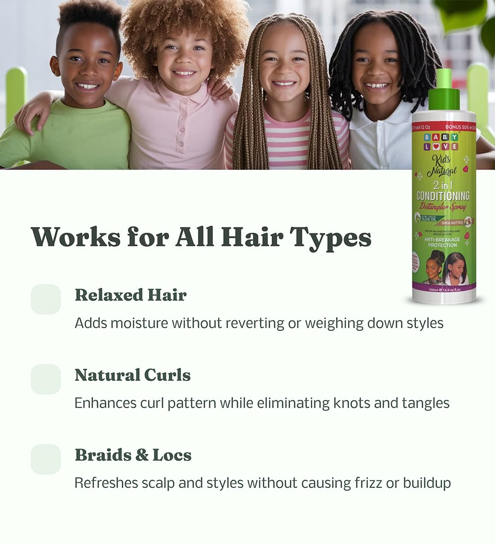 ICAN LONDON BABY LOVE KIDS NATURAL 2-IN-1 SHEA BUTTER CONDITIONING DETANGLING SPRAY 500ML