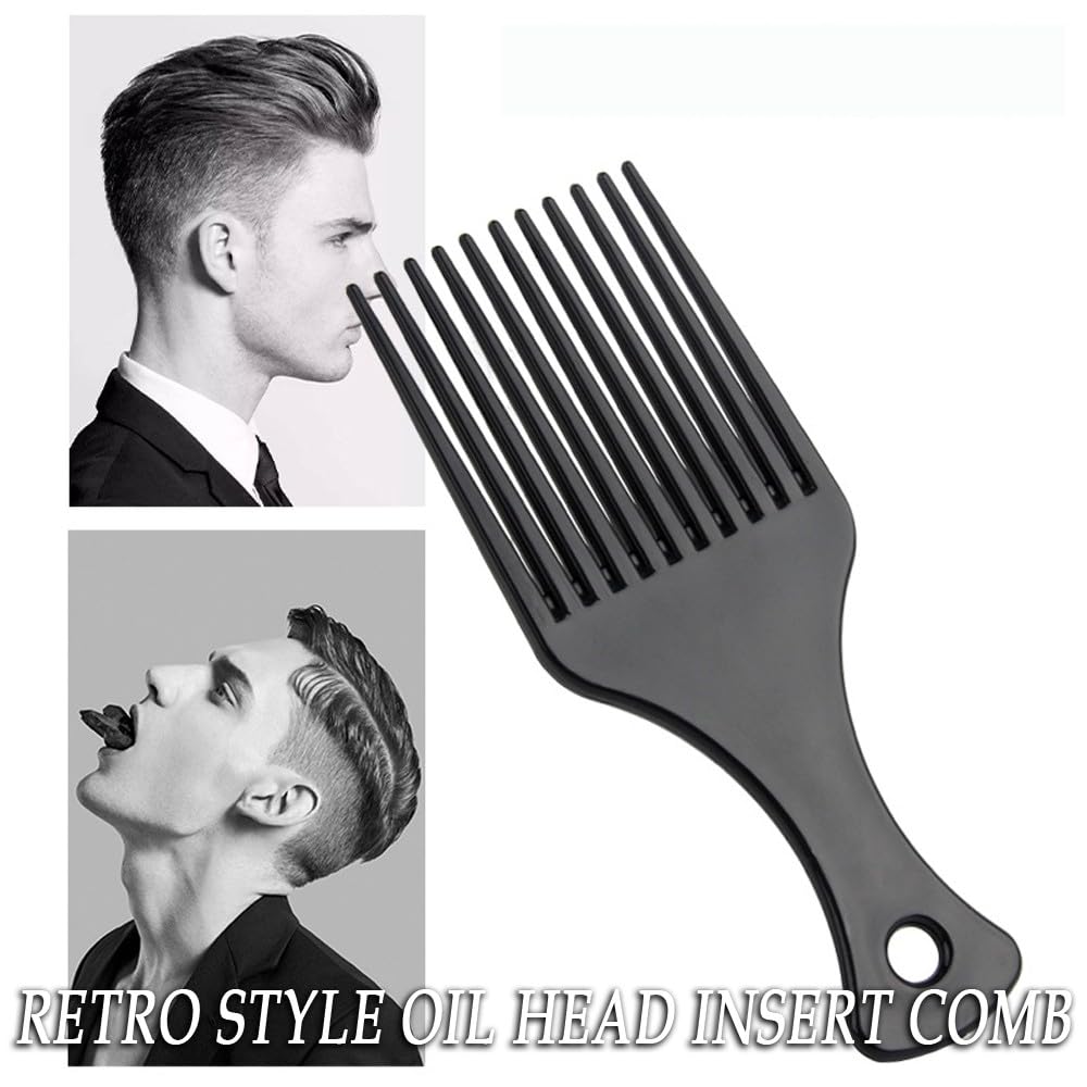 DAZISEN 2 Pcs Afro Hair Comb - Black Plastic Wide Tooth Smooth Afro Pick Comb Detangling Hair Comb for Curly, Wavy, Frizzy Hair for Men and Women