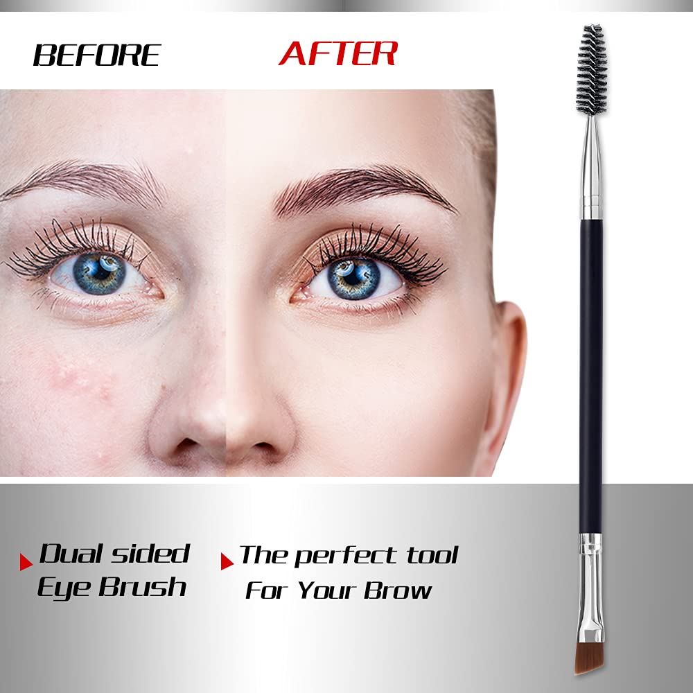 Duo Eye Brow Brush - Angled Eyebrow Brush, Spoolie, Eyelash Comb - 1 Pcs
