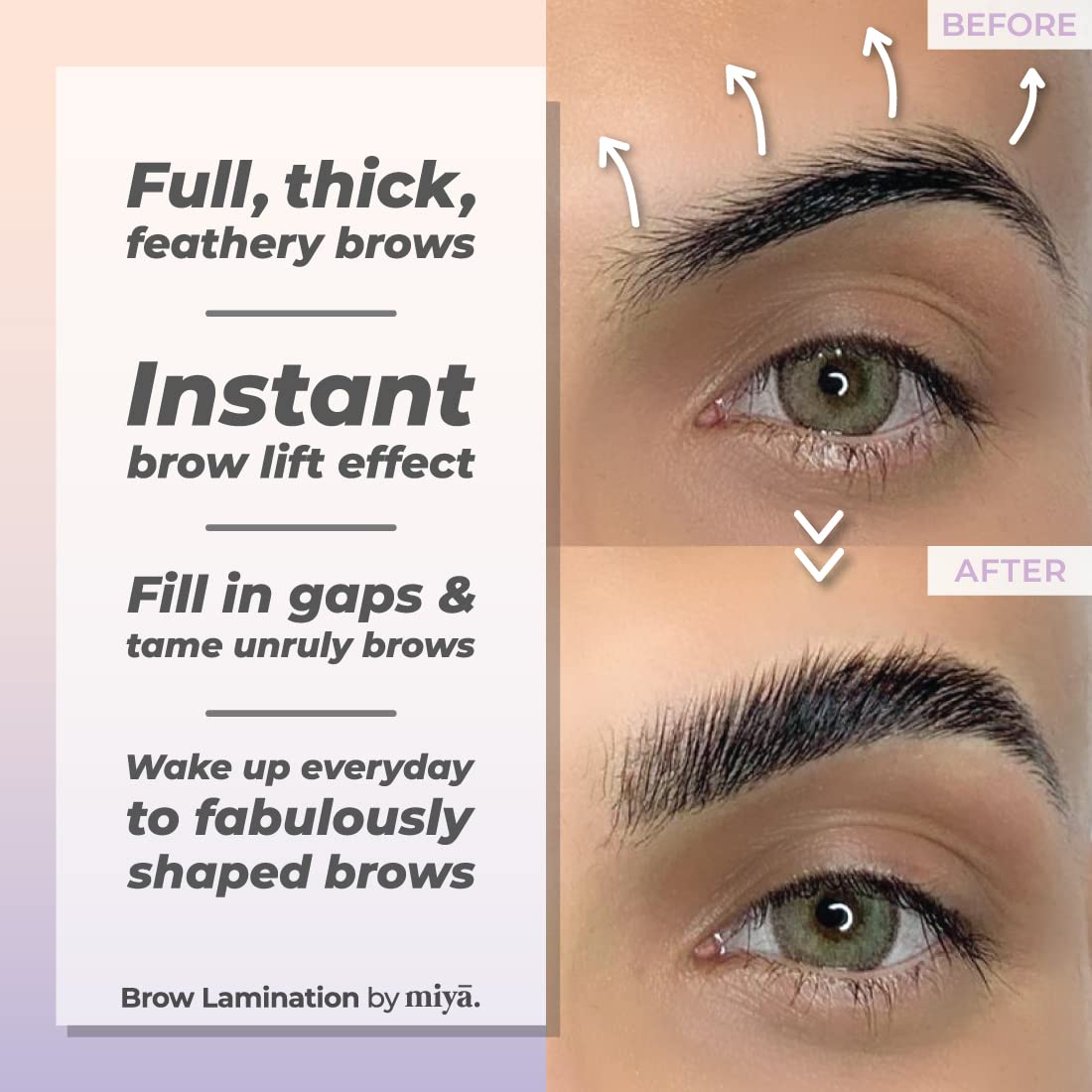 MIYA LASH | Brow Lamination Kit | Professional Eyebrow Lamination with Keratin | DIY Brow Lift Kit | Fuller, Thicker Brows for 6 weeks | Easy to Use | Includes Instruction, Treatment Tools & Brushes
