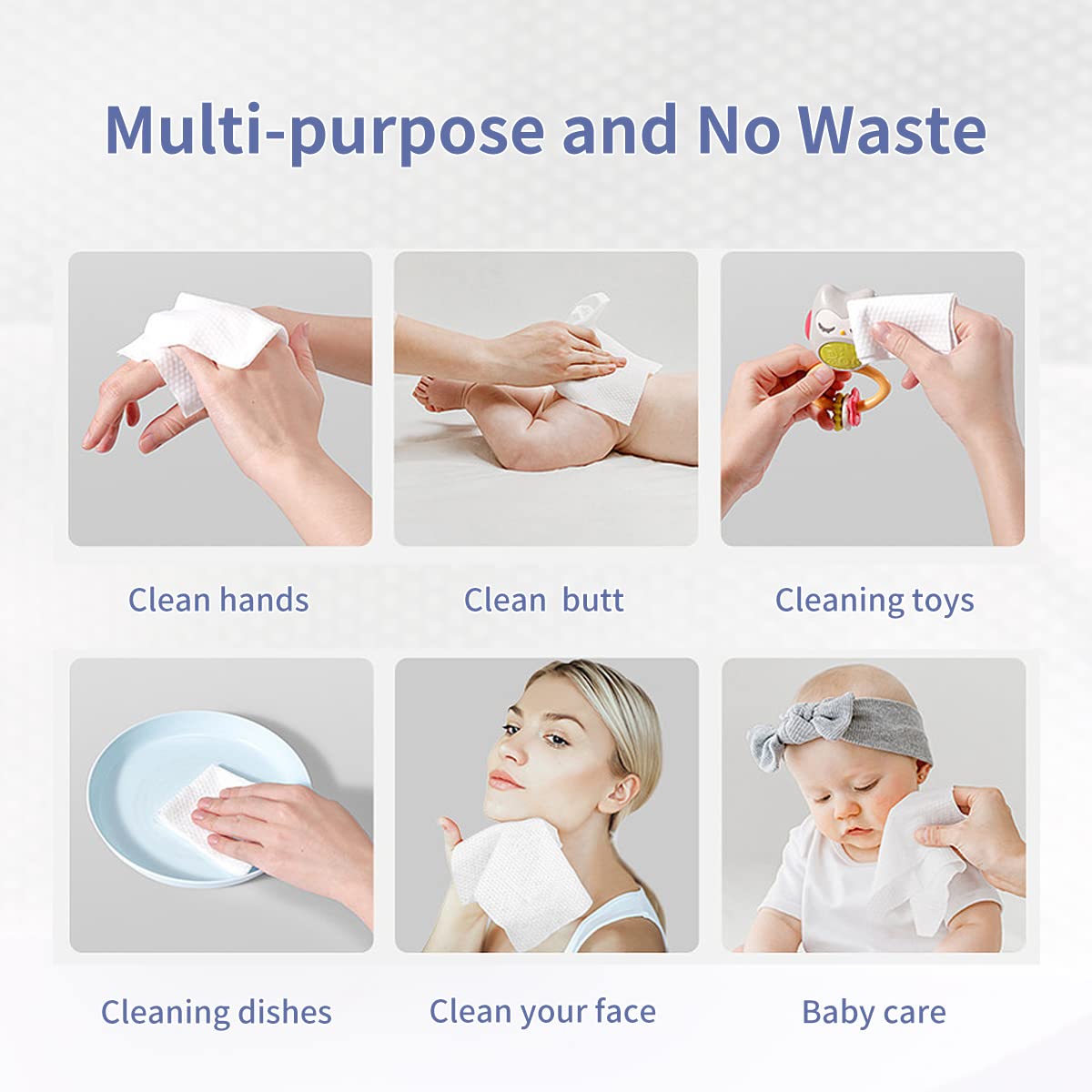 Disposable Face Towel, MSOEUESO 100% Cotton Facial Tissues, Wet Dry Face Cloths, Biodegradable Dry Wipes, Makeup Remover Wipes, Ultra Soft for Adults and Baby 200 count, 2pack