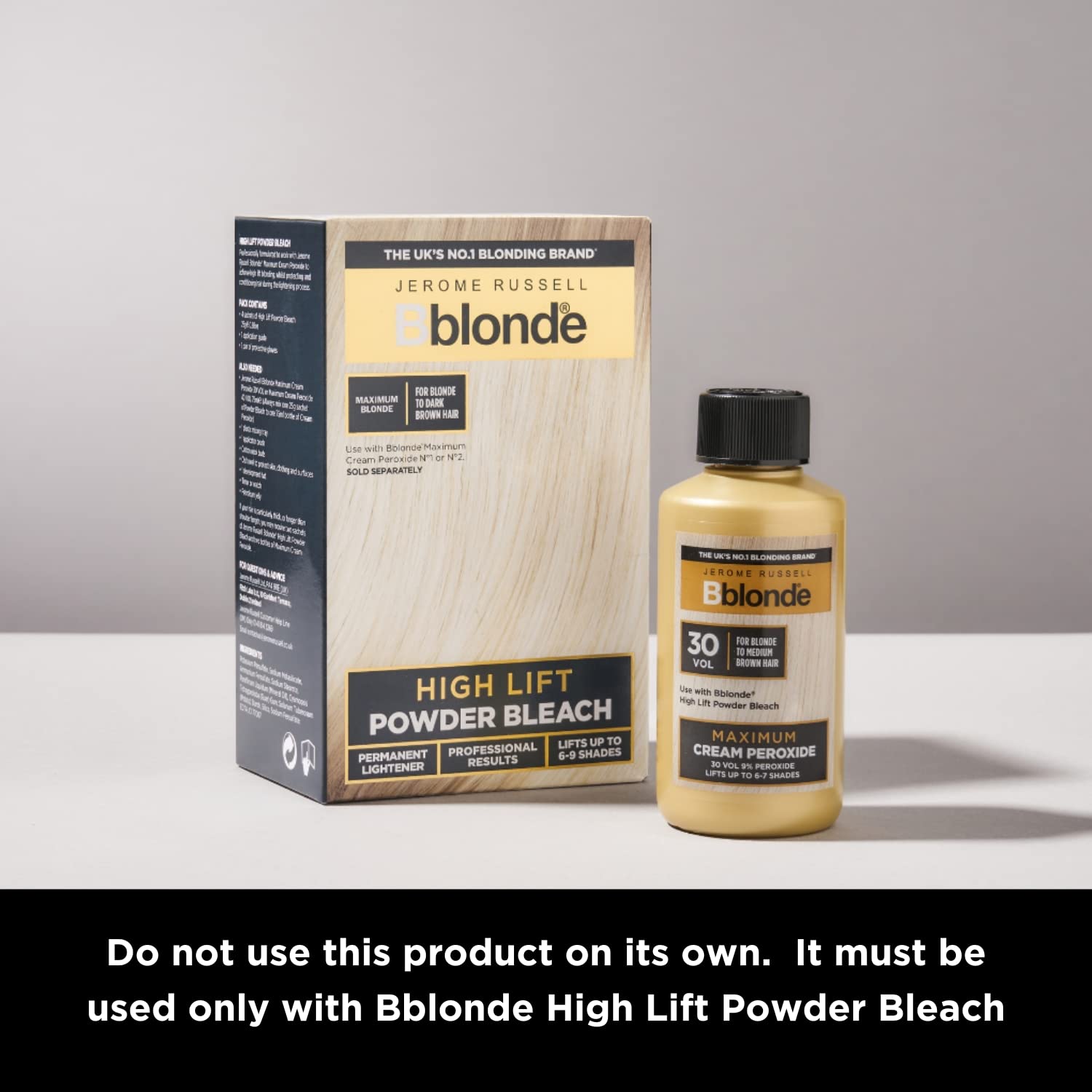 Jerome Russell Bblonde Maximum Lift Cream Peroxide 30 Vol - Permanent Blonde Hair Dye for Blonde to Medium Brown Hair Colour, Hair Bleach with 9% Peroxide & Avocado Oil, Lifts 6-7 Shades, 75ml