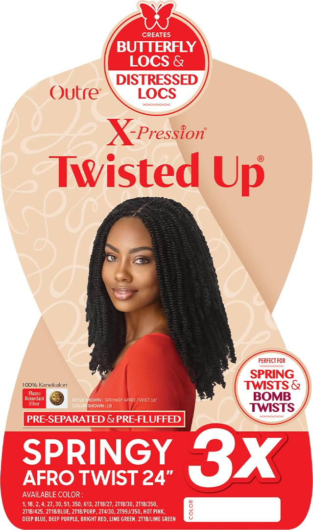 Outre Crochet Braids X-Pression Twisted Up 3X Springy Afro Twist 24" (1-Pack, 1B)
