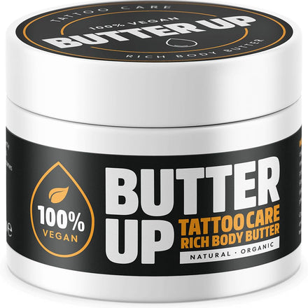 Butter Up Tattoo Aftercare - Heals & Brightens Tattoos, Vegan, Natural, Organic, Cruelty Free, Rich Creamy Body Butter 100ml