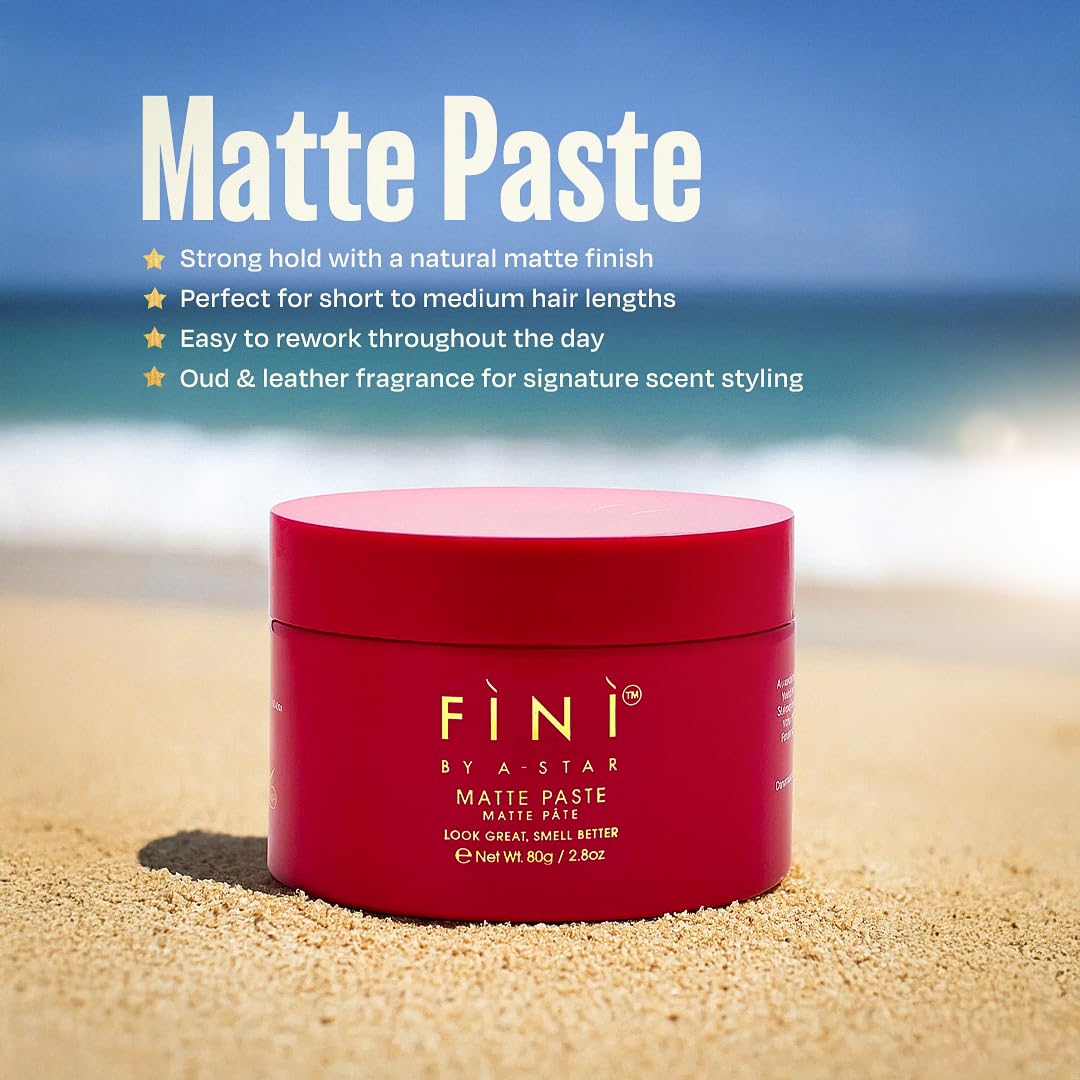 FINI by A-Star Matte Paste for Men – Volumizing Hair Clay with Natural Look & Strong Hold, Matte Finish, Oud Fragrance