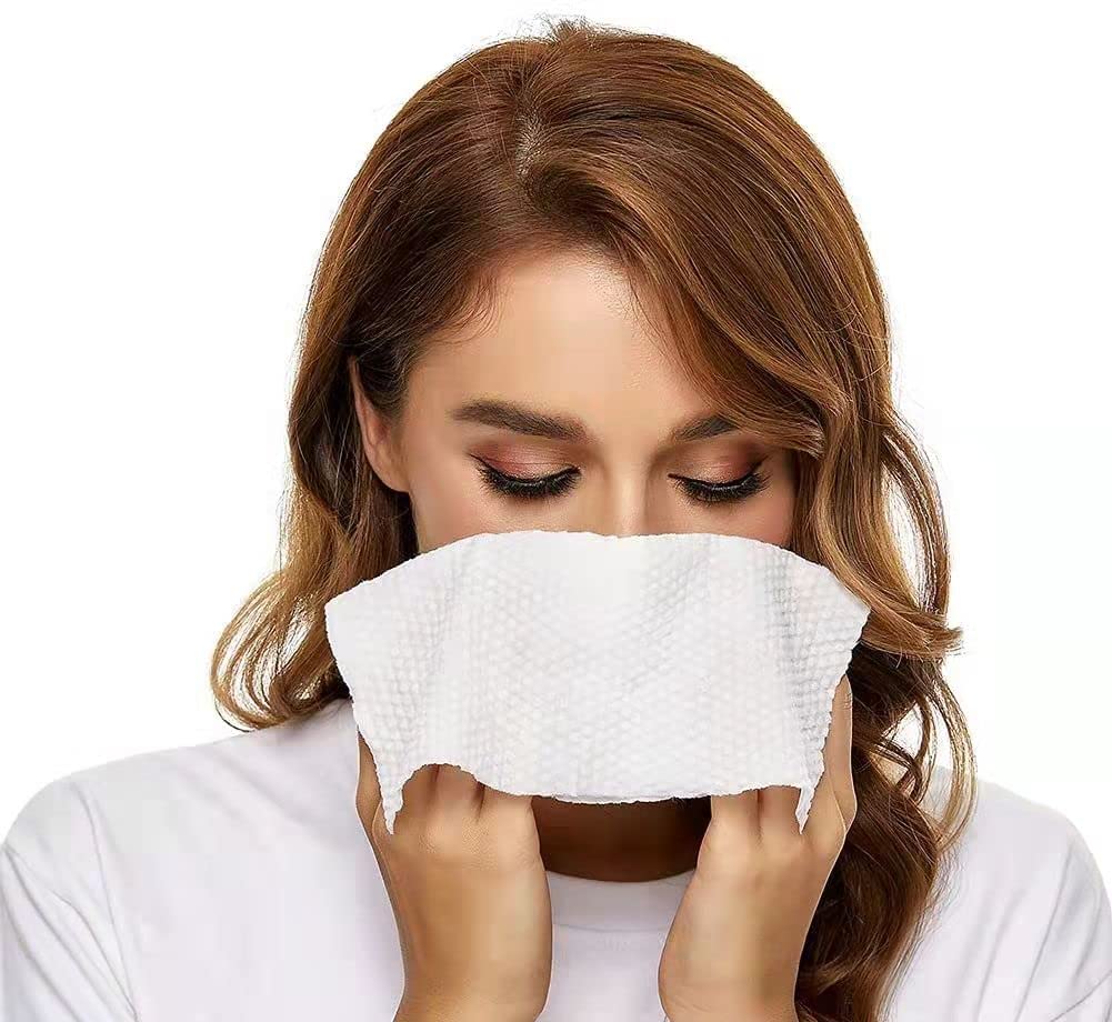 Face Towel, MSOEUESO Biodegradable Facial Cotton Tissue Dry Wipes for Sensitive Skin, Unscented and Ultra Soft Disposable Face Towel, Cotton Dry Baby Wipes, Make-Up Remover (200 Counts)