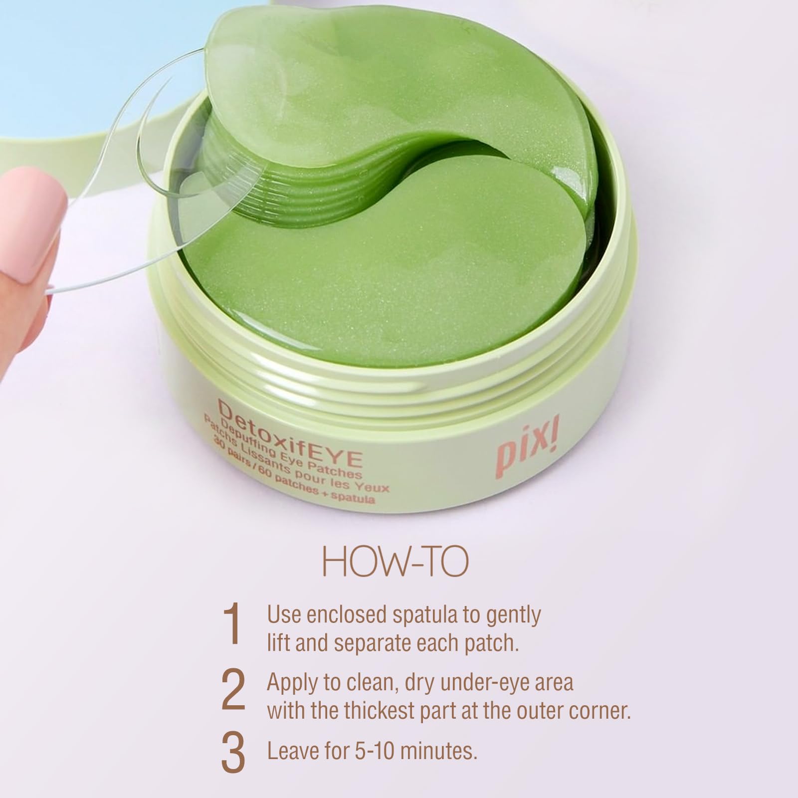 Pixi DetoxifEYE Depuffing Hydrogel Under-Eye Patches, Cucumber, Gold & Caffeine For Under Eyes, Hydrate Eye Area, 30 pairs, 60 Patches