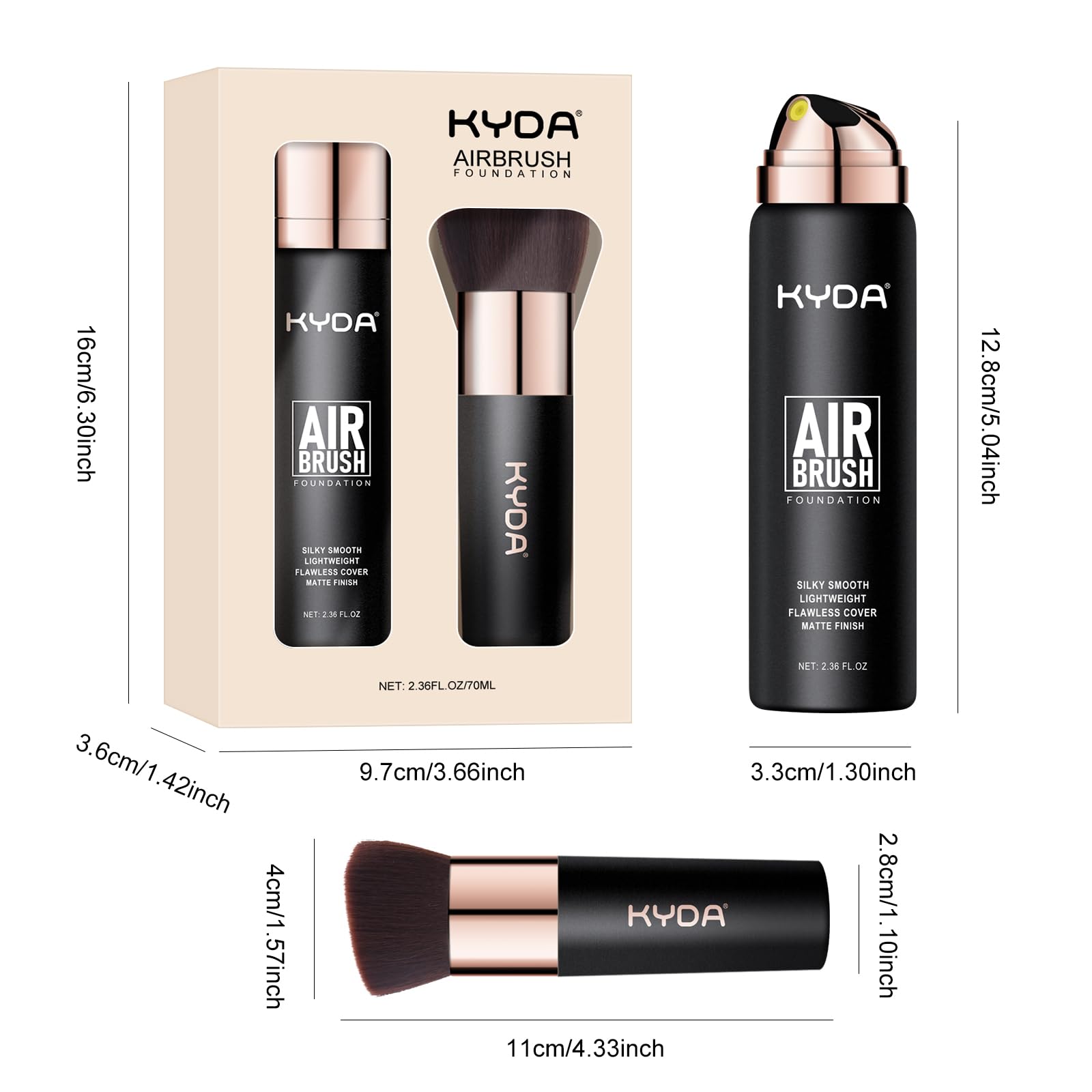 KYDA AirBrush Foundation Spray, Silky Foundation Makeup, High Coverage Smooth Creamy Finish, Lasting Lightweight Breathable, Moisturizing Makeup Base Cream-#220 Natural Beige