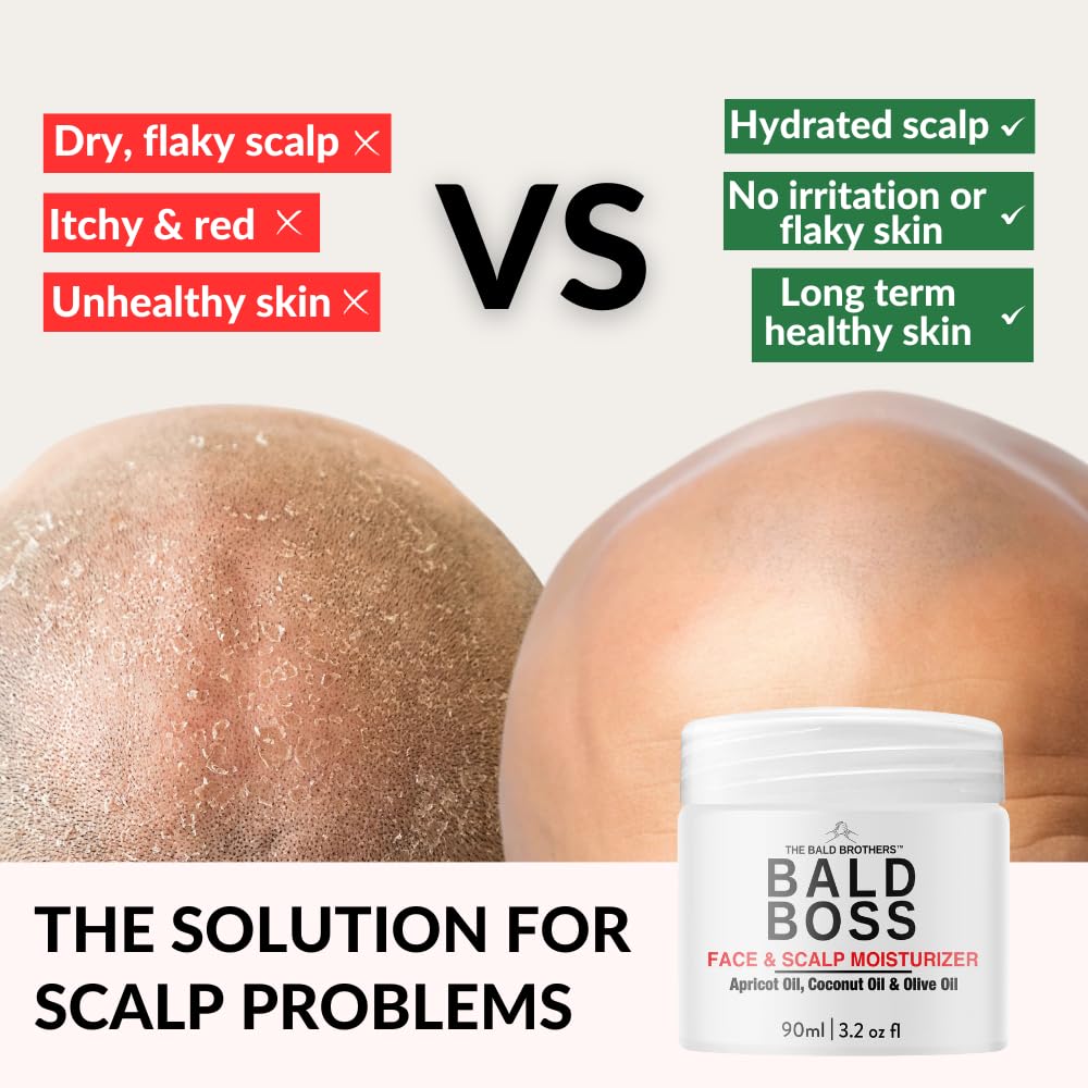 The Bald Brothers Scalp Moisturiser with Apricot Seed Oil| Mattifying, vegan, no grease | Bald Boss everyday Face & Head Care | No Fragrance