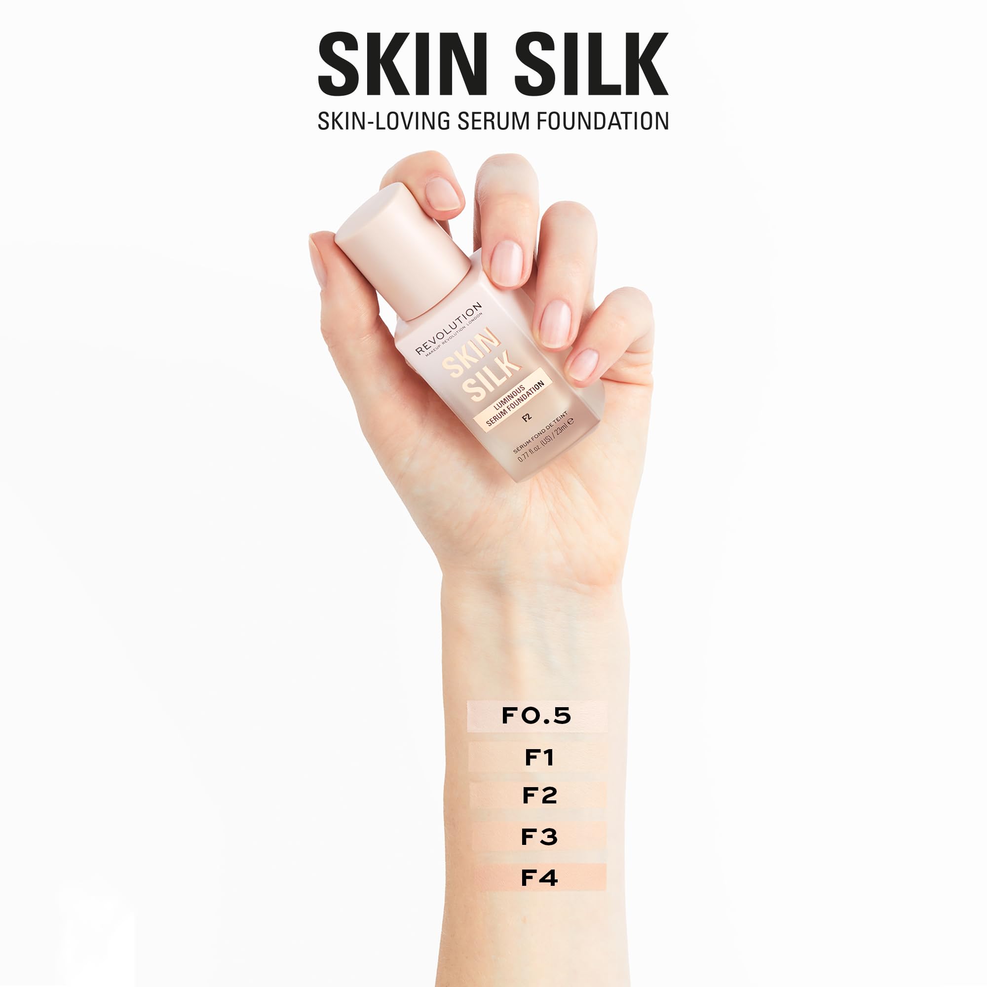 Skin Silk Serum Foundation, Light to Medium Coverage, Lightweight & Radiant Finish, Contains Hyaluronic Acid, F2 Fair Skin Tones, 0.77 fl oz