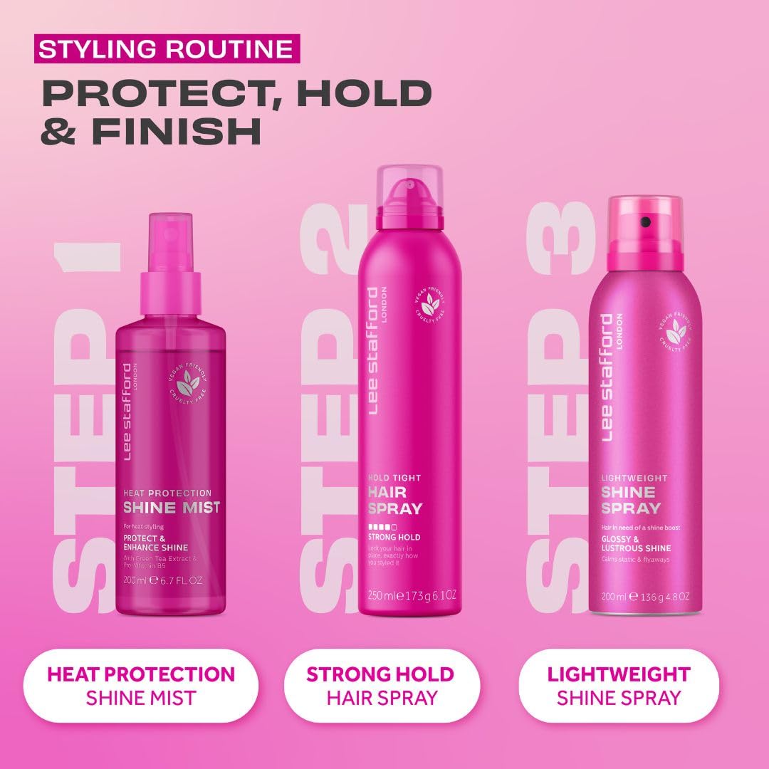 Lee Stafford Heat Protectant Hair Spray | Styling Collection - Best Thermal Defense Shine Mist for Daily Use, Frizz Control with Protection, Flat Iron & Blow Dry Safe, Hydrating, 6.7 Fl Oz