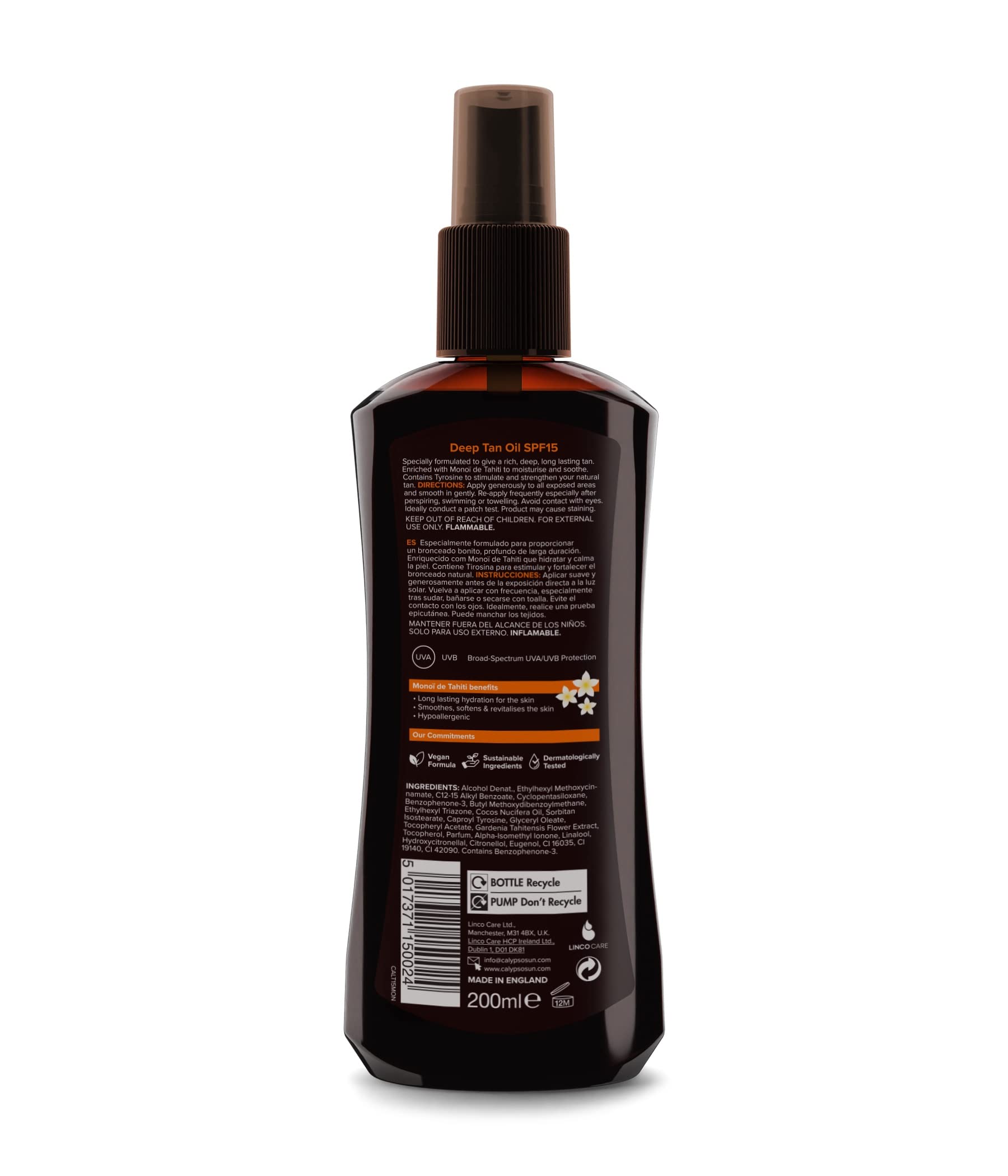 Calypso Monoi Tahiti Oil Spray With Bronze Intensifier SPF15 200 ml