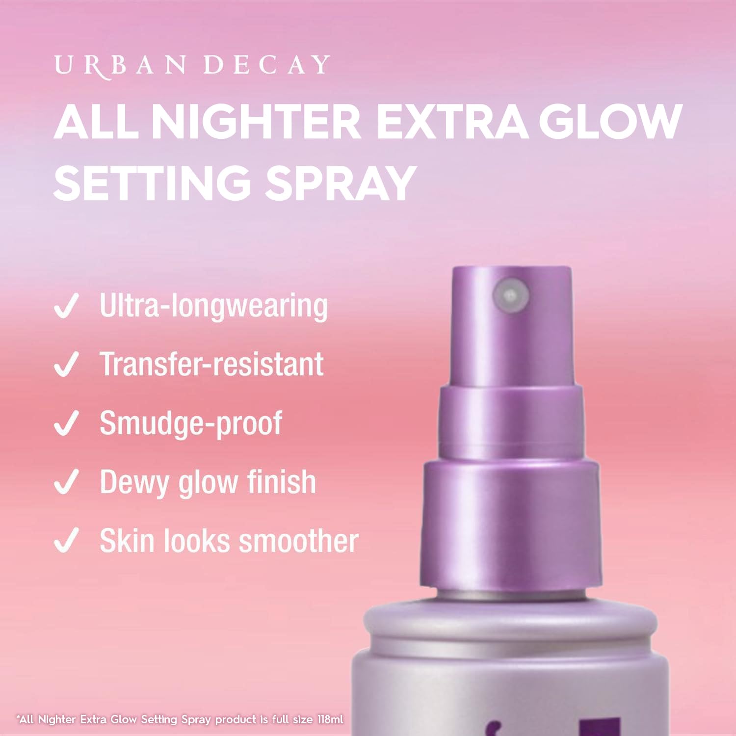 Urban Decay All Nighter Makeup Setting Spray, Long-Lasting Fixing Spray for Face, Up to 16 Hour Wear, Vegan & Oil-free Formula*