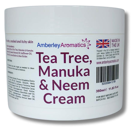 Tea Tree, Manuka & Neem Cream 350ml - Antibacterial, Anti-fungal, Antiseptic, Anti-Itch, Dry, Chapped & Cracked Skin, Eczema, Psoriasis, Jock Itch, Fungal infections. Fast Effective Relief