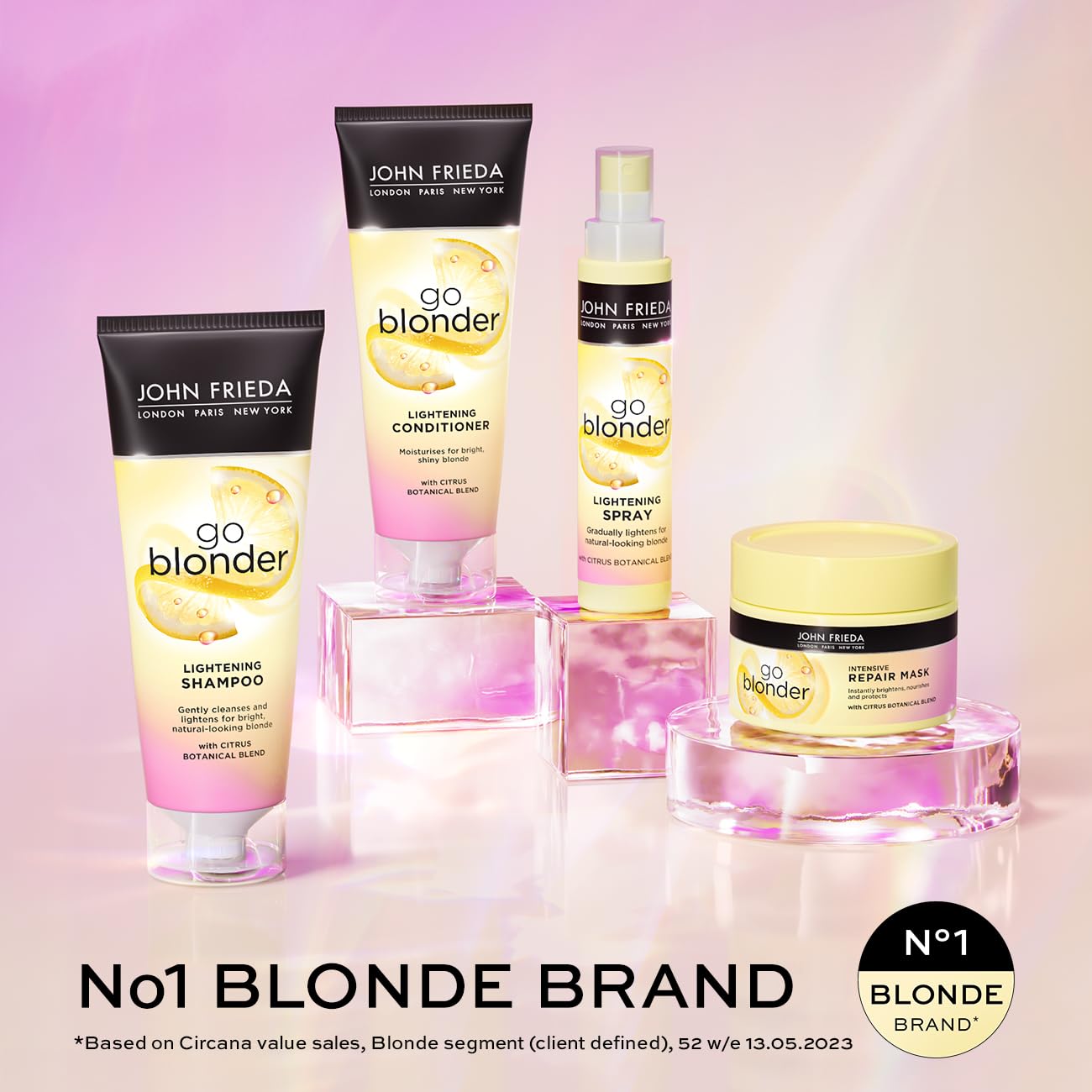 John Frieda Go Blonder Lightening Shampoo And Lightening Conditioner Duo Value Bundle Blonde Hair 2 X 500 Ml (Packaging May Vary)