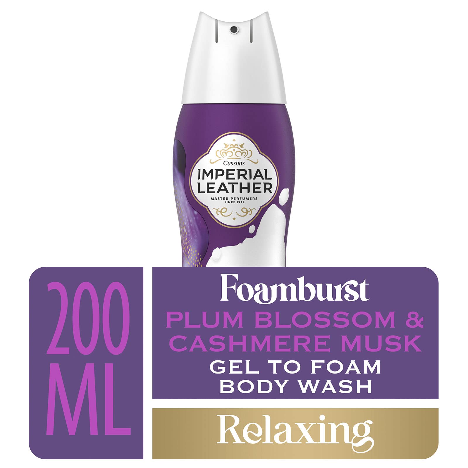 Imperial Leather Foamburst Relaxing Shower Gel, Plum Blossom & Cashmere Musk Body Wash, Luxurious Foam Lather, Gentle Skin Care, Bulk Buy, Pack of 6 x 200ml