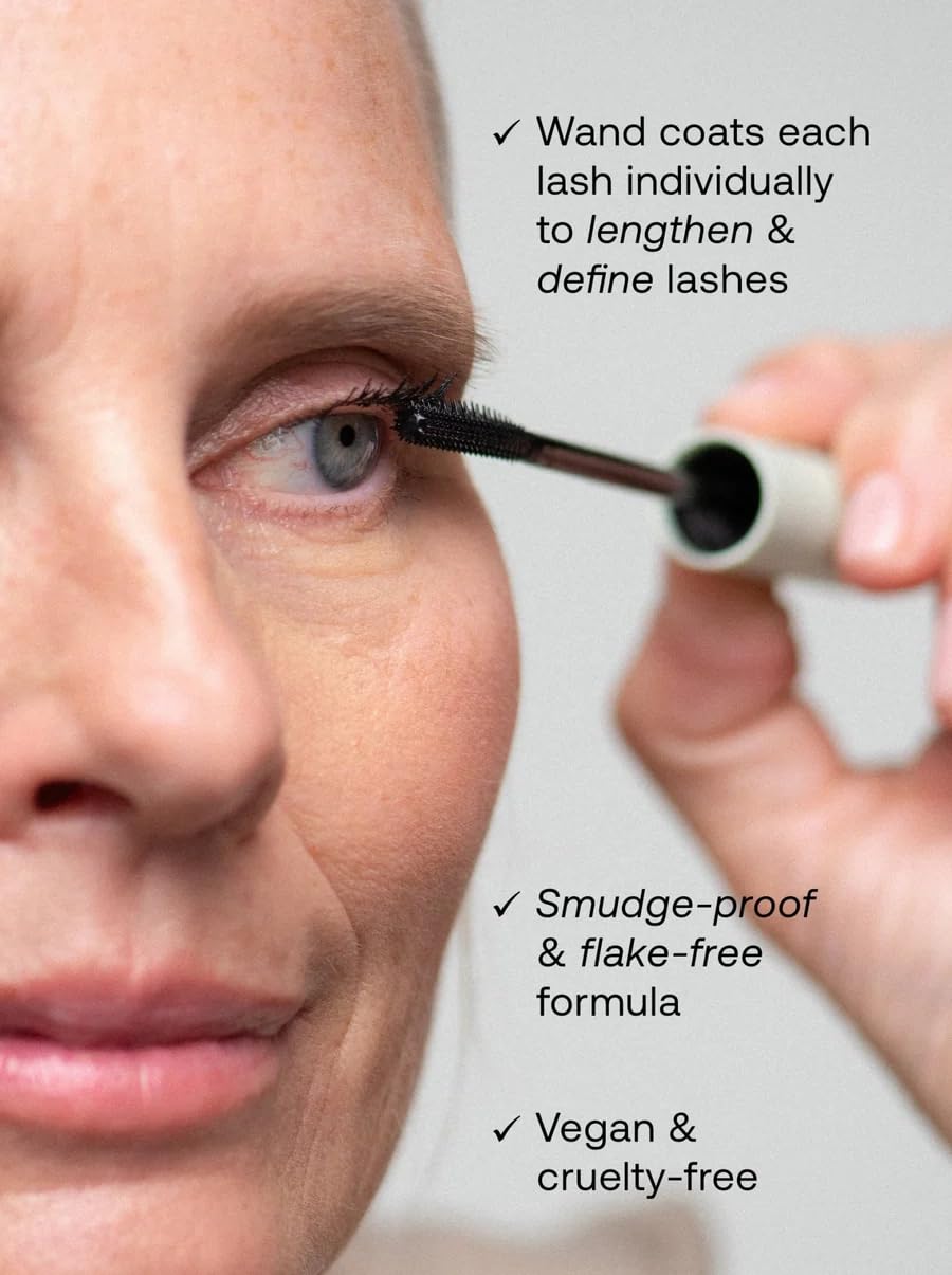 UKLASH Lengthening Mascara (Mascara) - Black, Extra-Black Pigmented, Water-Resistant, Vegan-Friendly, Paraben-Free, Cruelty-Free, Lengthening Formula with Double-Sided Silicone Wand