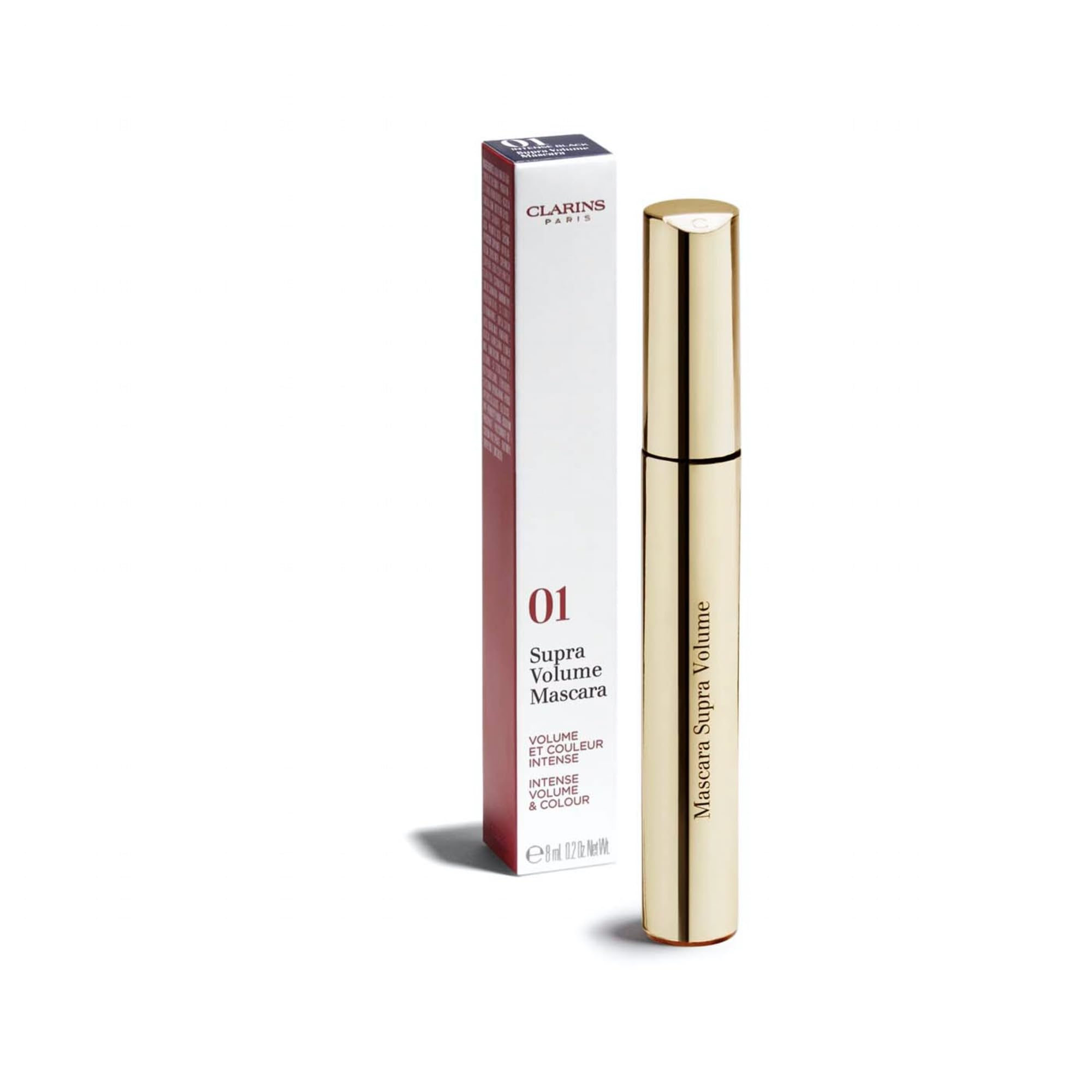 Clarins Supra Volume Mascara 01 Noir (Black) 8ml | Volumising Mascara with Cassie Flower Wax, Defines & Strengthens Lashes