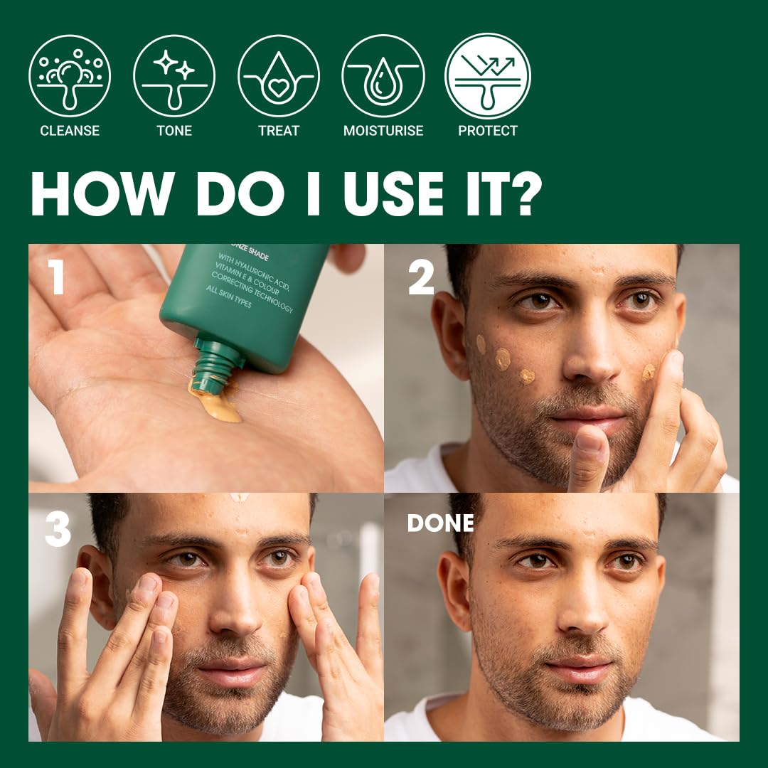 Shakeup Cosmetics Mens Tinted Moisturiser, Vegan Makeup for Men, Natural Coverage for Redness & Blemishes, 24hr Moisturisation with SPF, Easy Application, Medium Shade, 50ml. Aka. LET'S FACE IT