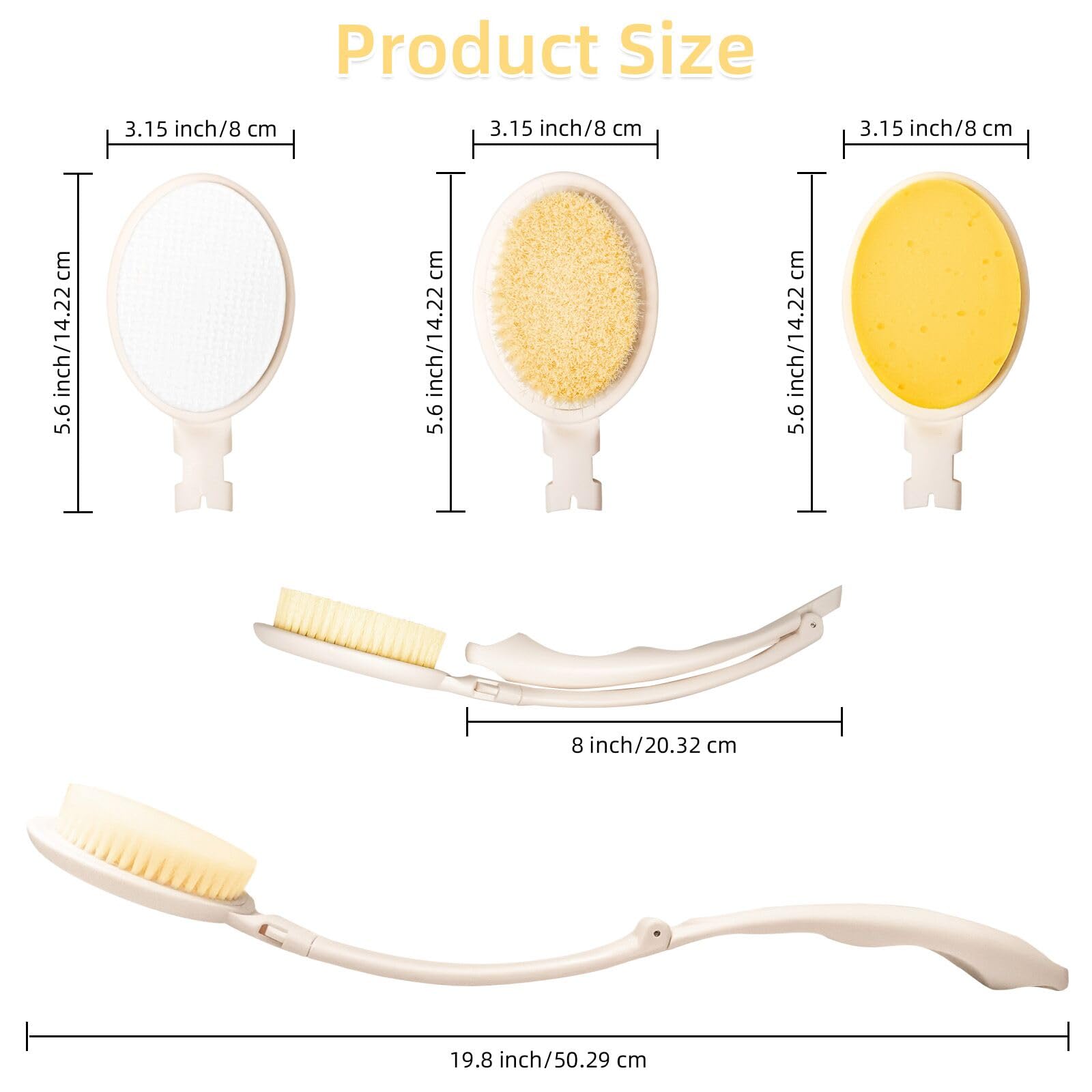 LFJ Long Handled Sponge, Dry Body Brush Bathing Accessories Back Cream Applicator
