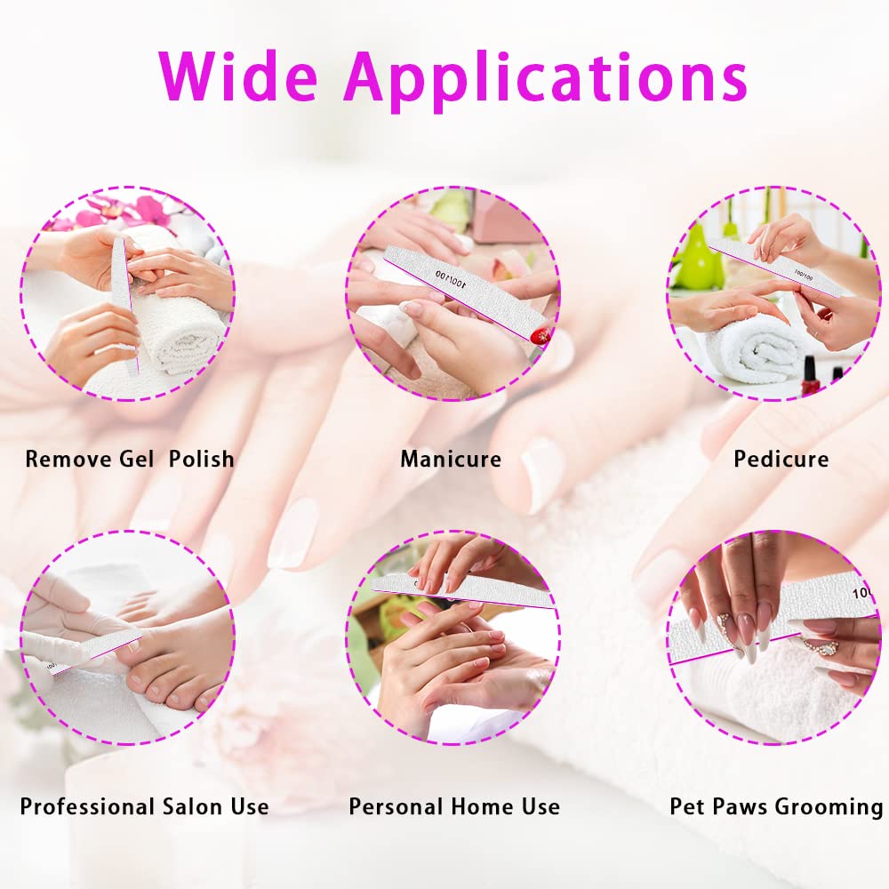 Professional Nail Files 50pcs - 180/240 Grit Double-sided Emery Board for Acrylic, Gel, or Thick Nails - Washable and Reusable