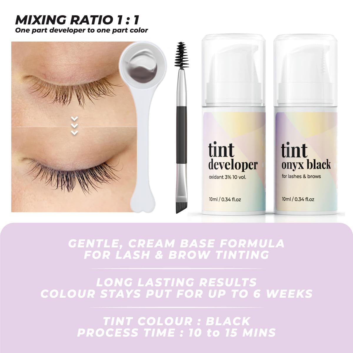 MIYA LASH 2 in 1 Brow & Eyelash Tint Kit | Black Permanent Dye | Lash Tinting Kit With Tools & Developer