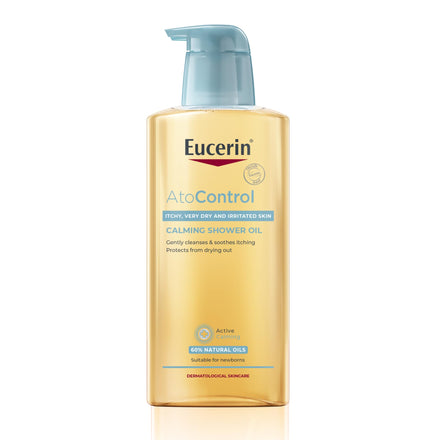 Eucerin AtoControl Bath & Shower Oil 400ml, Soap-Free and Fragrance-Free Body Cleansing Oil, Enriched with Omega-3 and Omega-6, Soothes and Protects Atopic Skin