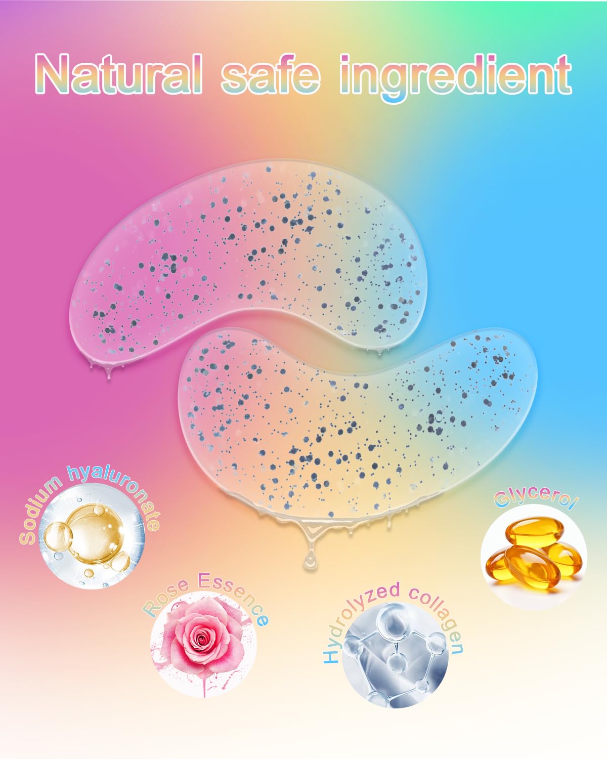 Bukamkom Collagen Eye Mask Patches, Used to Fade Eye Patches for Puffy Eyes and Dark Circles,Under Eye Patches,Tighten and Moisturize,Hyaluronic Eye Patches Transparent Glitter Eye Masks (10 pairs)