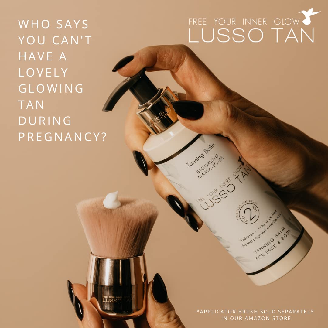 Pregnancy-Safe Self Tanner Lotion - By Lusso Tan. Helps Prevent Stretch Marks. Organic Vegan & Cruelty-Free False Tan with Vitamins. Gradual Fake Tan For Mamas-To-Be. Baby Shower Gift Ideas.
