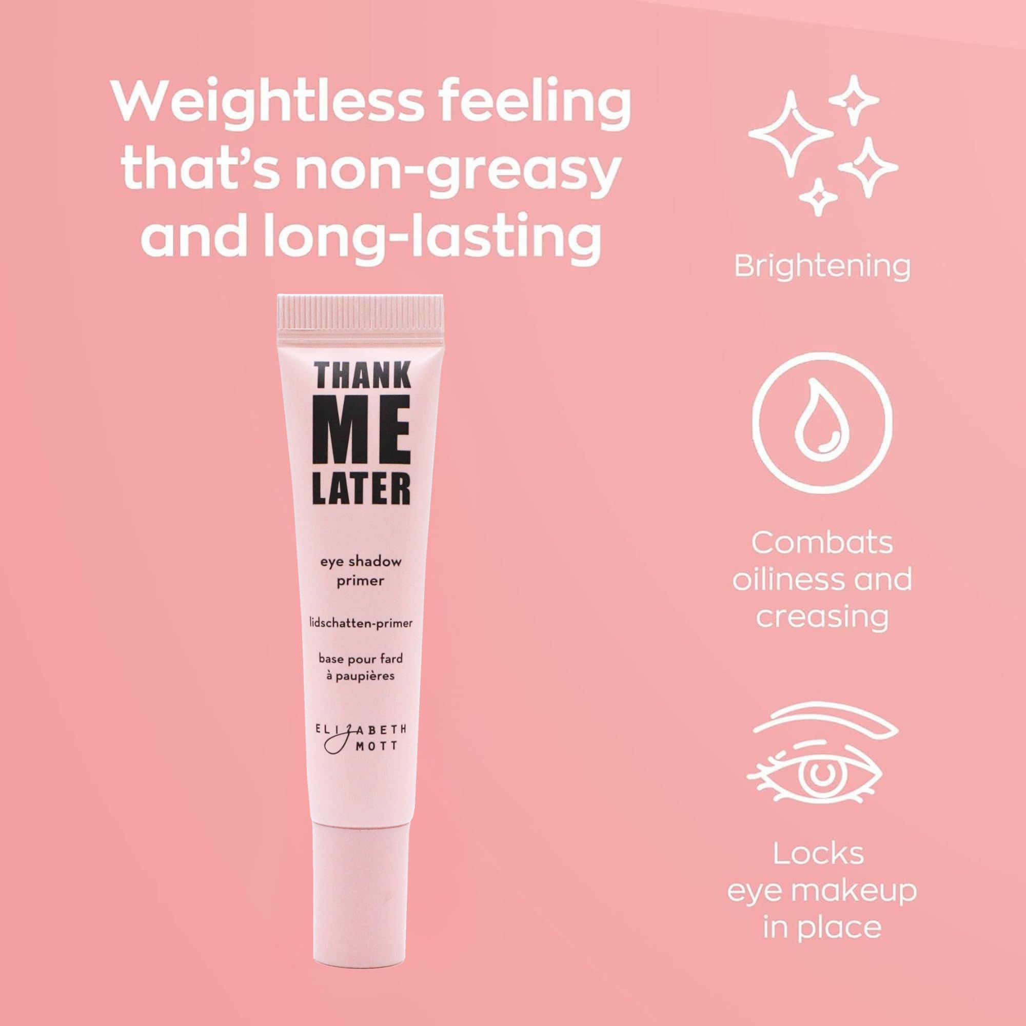 Elizabeth Mott Eyeshadow Primer - Thank Me Later - for Long-Lasting Power Grip - Eye Makeup Base to Control Oil & Prevent Creasing for All-Day - Eye Shadow Cream for Mature Skin - 10 g