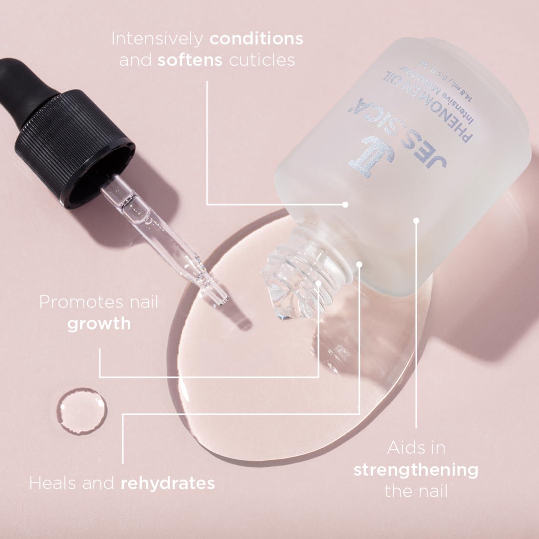 JESSICA Midi Phenomen Cuticle Oil for Nails, Intensive Moisturiser, Natural Jojoba, Almond and Rice Oils, Heals, Rehydrates, 7.4ml