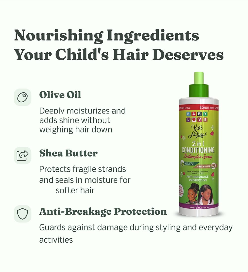 ICAN LONDON BABY LOVE KIDS NATURAL 2-IN-1 SHEA BUTTER CONDITIONING DETANGLING SPRAY 500ML