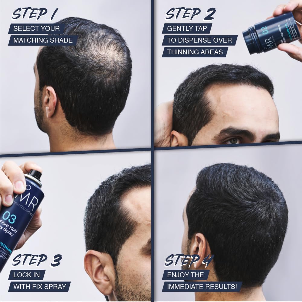 MR Medium Brown Hair Fibres (15g). Hair Loss Concealer with System-PPX, Thinning Hair Concealer for Bald Patch Cover Up, Hair Fibres Medium Brown, Hair Thickener for Men, Hair Texture Powder