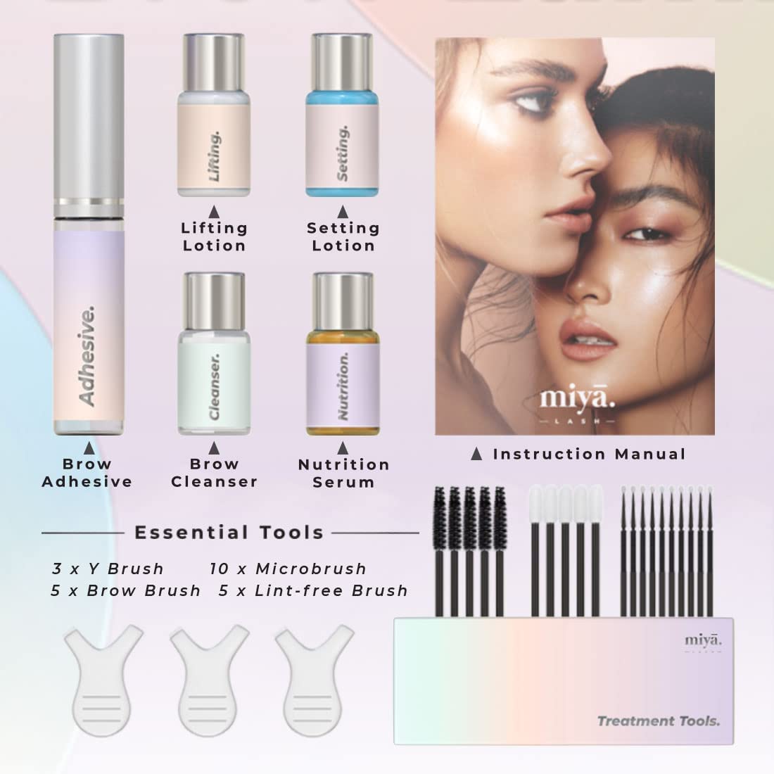 MIYA LASH | Brow Lamination Kit | Professional Eyebrow Lamination with Keratin | DIY Brow Lift Kit | Fuller, Thicker Brows for 6 weeks | Easy to Use | Includes Instruction, Treatment Tools & Brushes