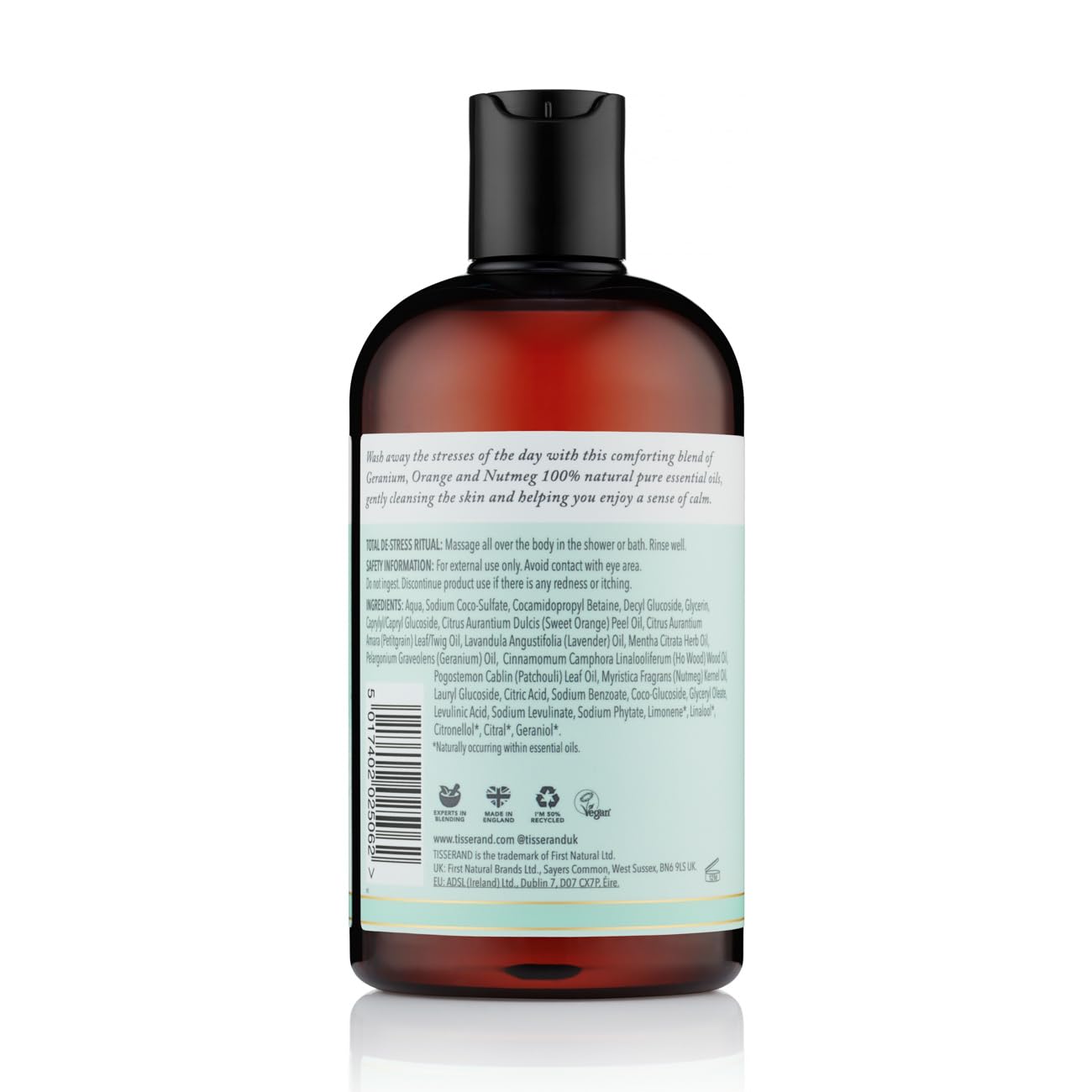 Tisserand Aromatherapy - Total De-Stress - Bath & Shower Wash - Orange, Geranium, Nutmeg Essential Oil - 100% Natural Pure Essential Oils - 400ml