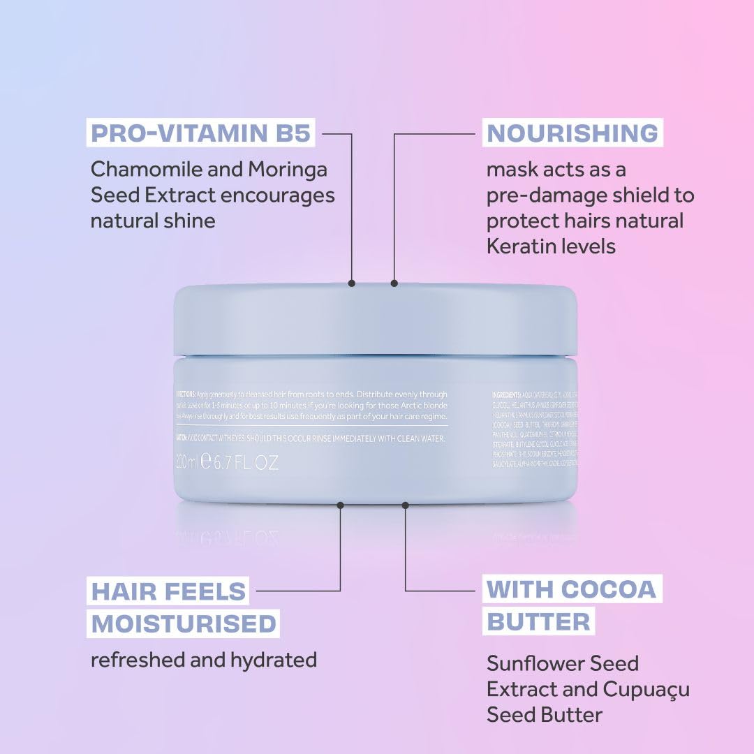 Lee Stafford Blue Toning Hair Mask | Bleach Blonde Ice White Collection - Best Conditioning Mask, Corrects Brassy & Orange Tones, Great for Dark, Highlighted, Cool Hair, 6.7 Fl Oz
