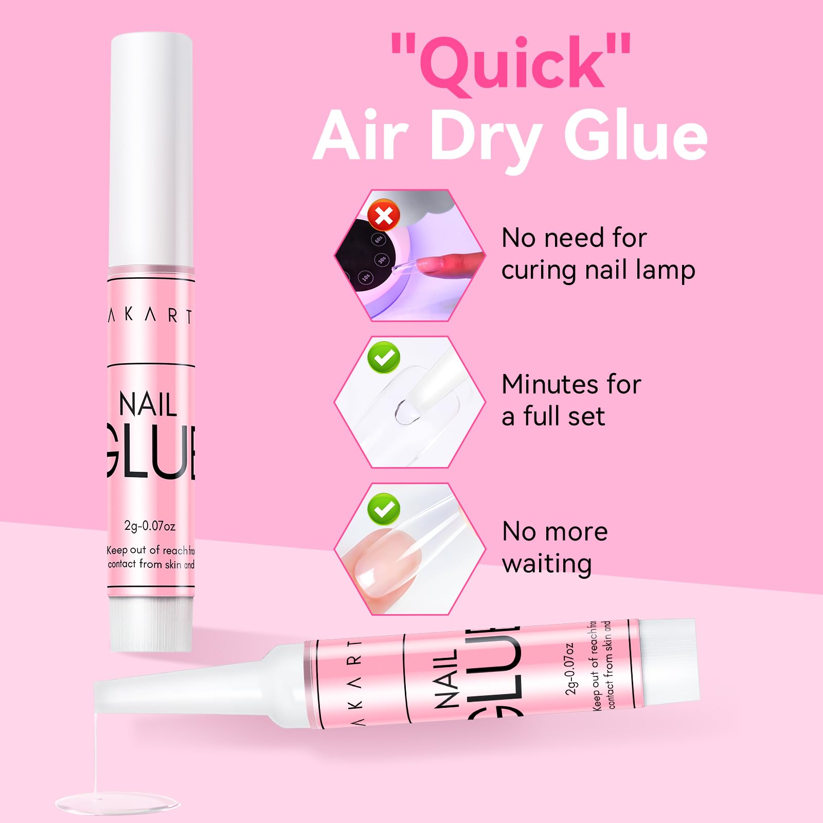 Makartt Super Strong Nail Glue for Press On Nails- Acrylic Nails Nail Tips Glue for Stick On Nails Long Lasting Nail Glue for Fake Nails Broken Nails Repair Professional Nail Adhesive Bond 0.07oz 5Pcs
