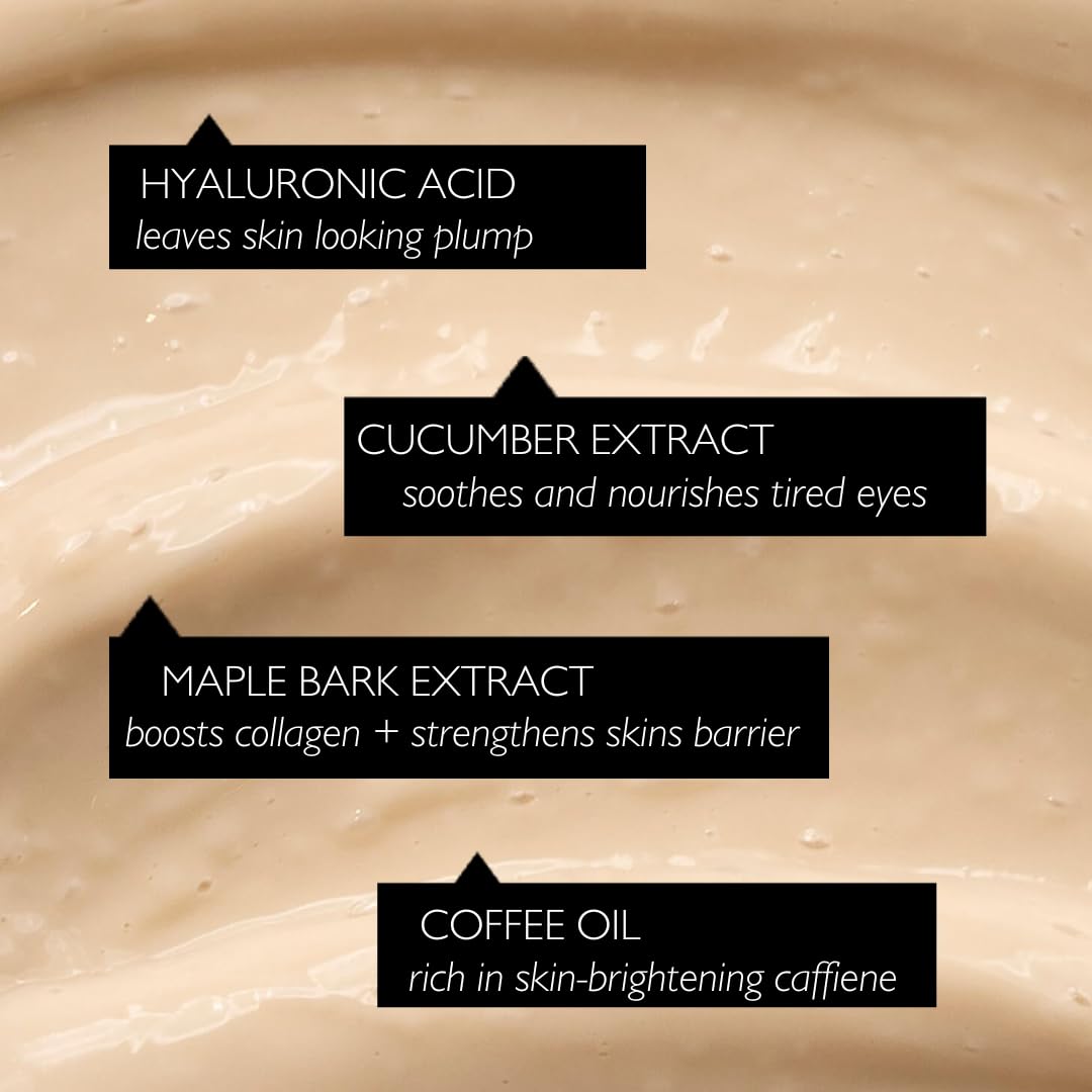 UpCircle Eye Cream With Coffee And Hyaluronic Acid 15ml - For Dark Circles, Puffiness + Wrinkles - Glycerin, Maple Bark + Cucumber Extract - Natural, Vegan + Cruelty-Free