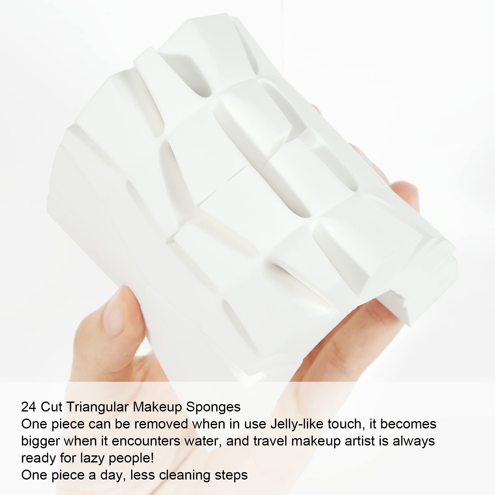 AUAUY 48 Pcs Makeup Sponge Wedge Shaped Blender, Mini Applicator Wedges, Non-Latex Cosmetic Puff, Cosmetic Wedges Beauty Blender Sponges, For Foundation Liquid Cream - White
